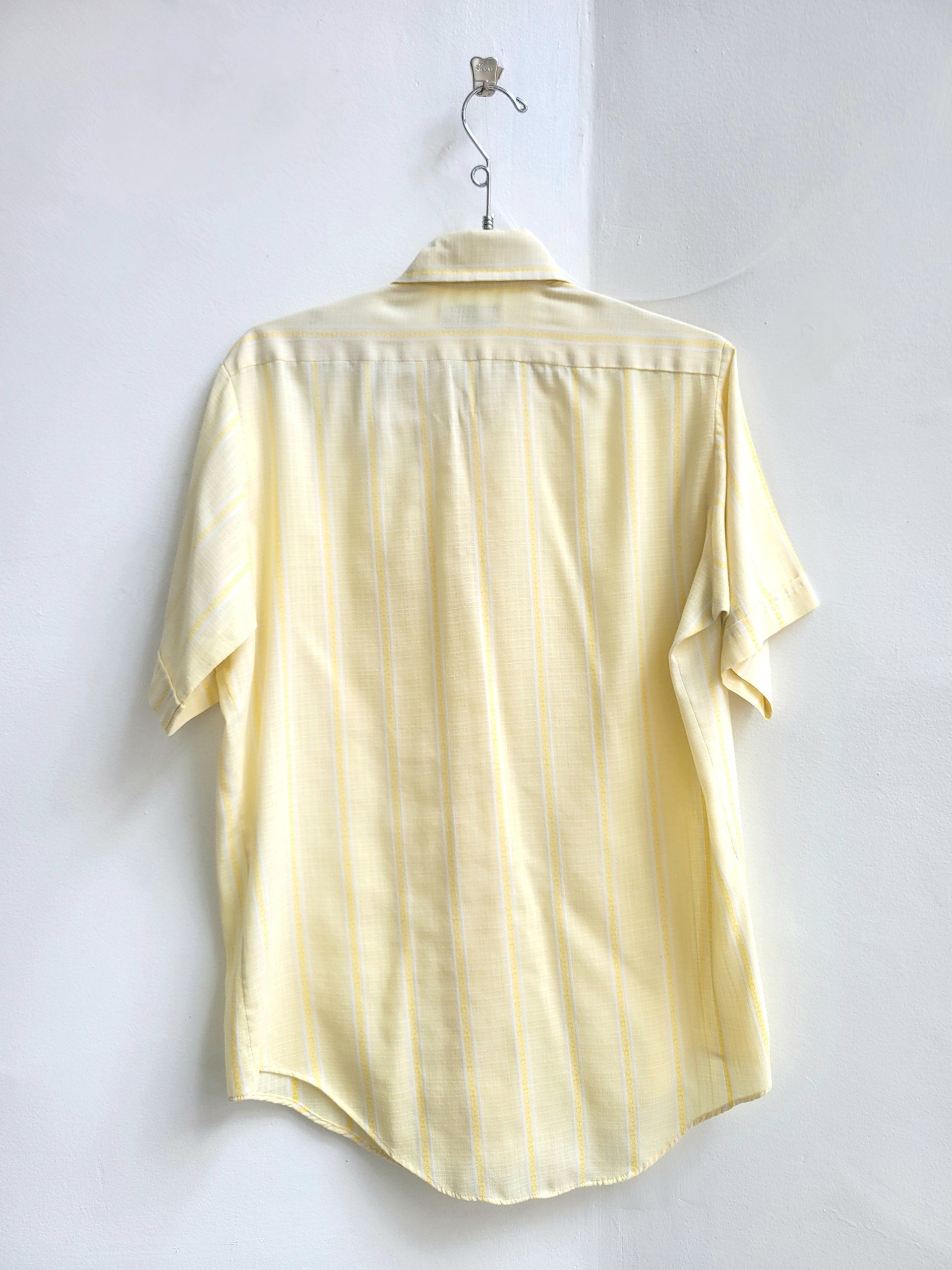 1970 Kmart yellow striped button up shirt, medium