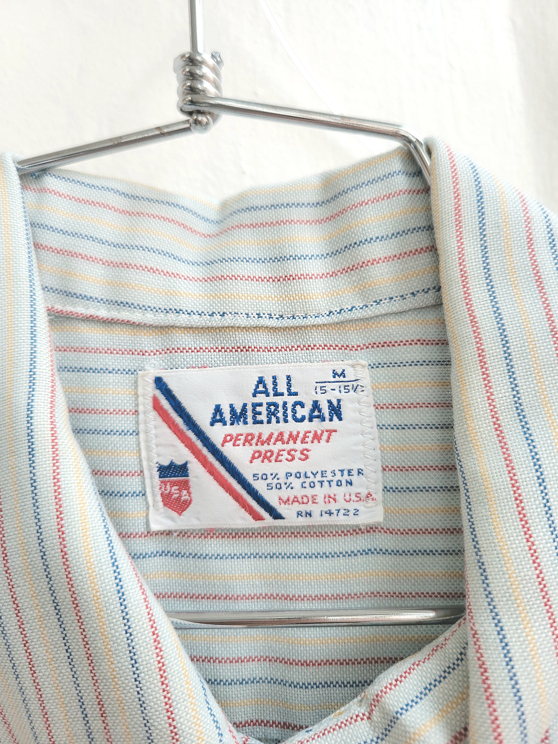 1970 All American striped button up oxford shirt, medium