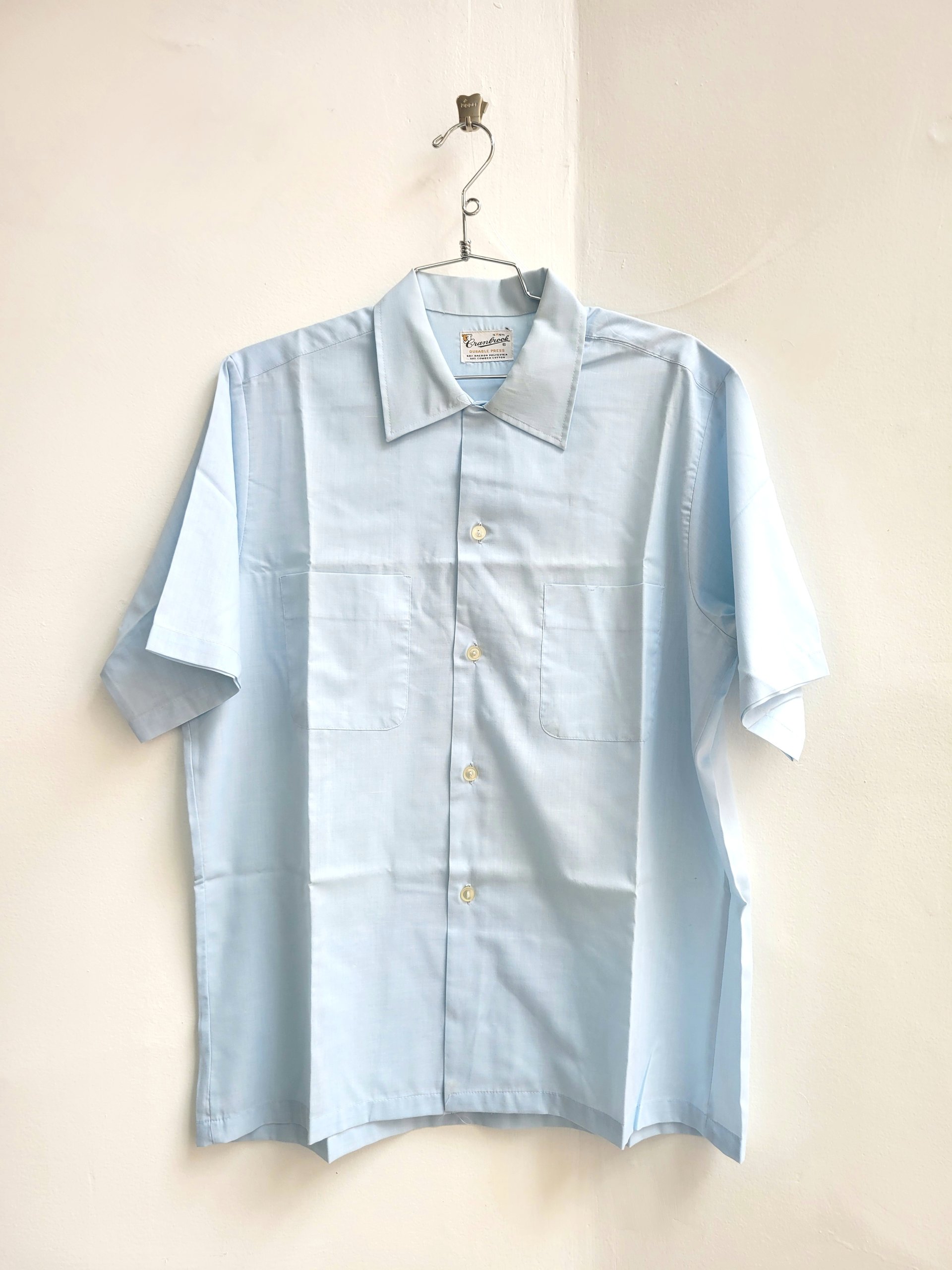 1960 Cranbrook blue button up shirt, medium