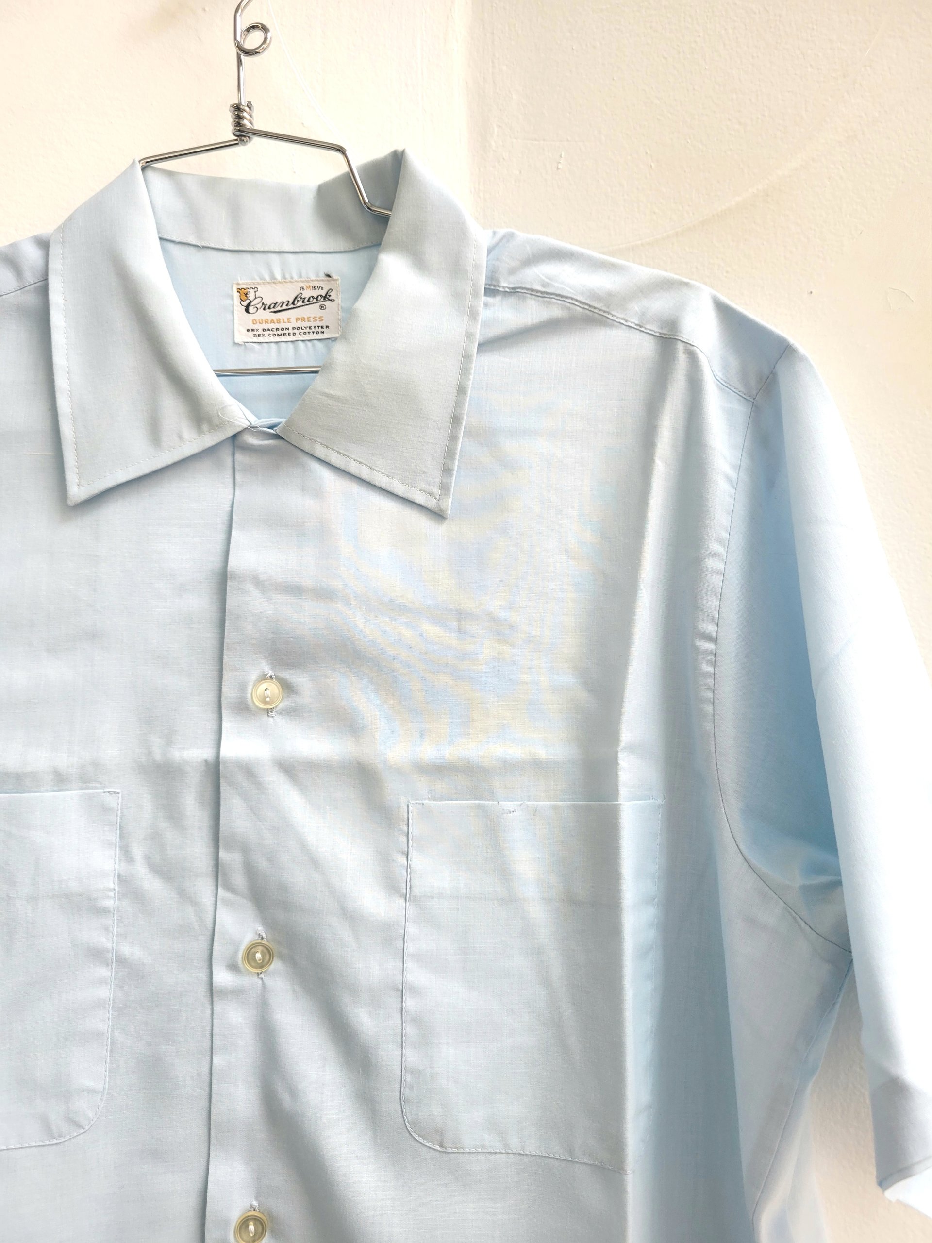 1960 Cranbrook blue button up shirt, medium