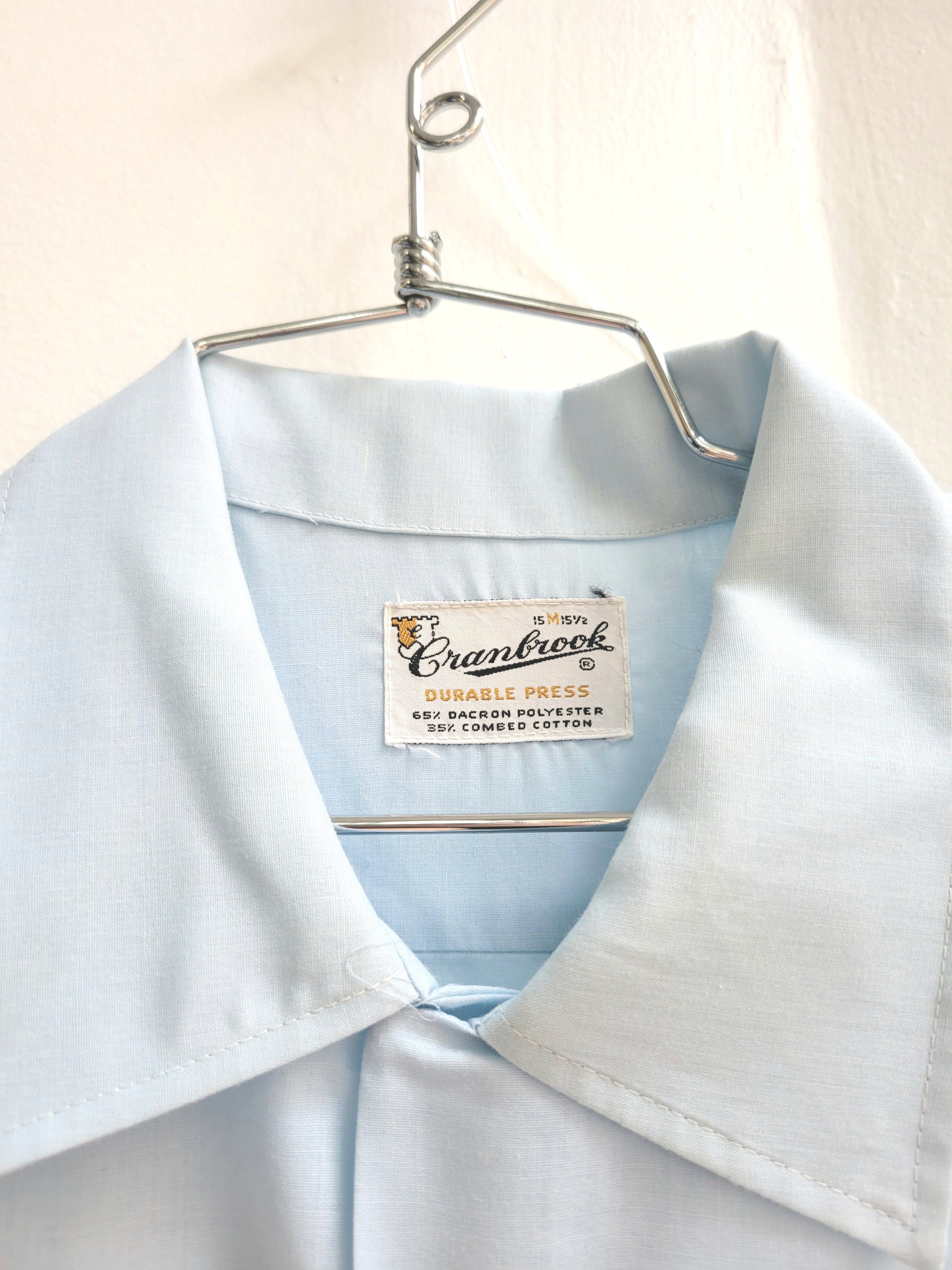 1960 Cranbrook blue button up shirt, medium