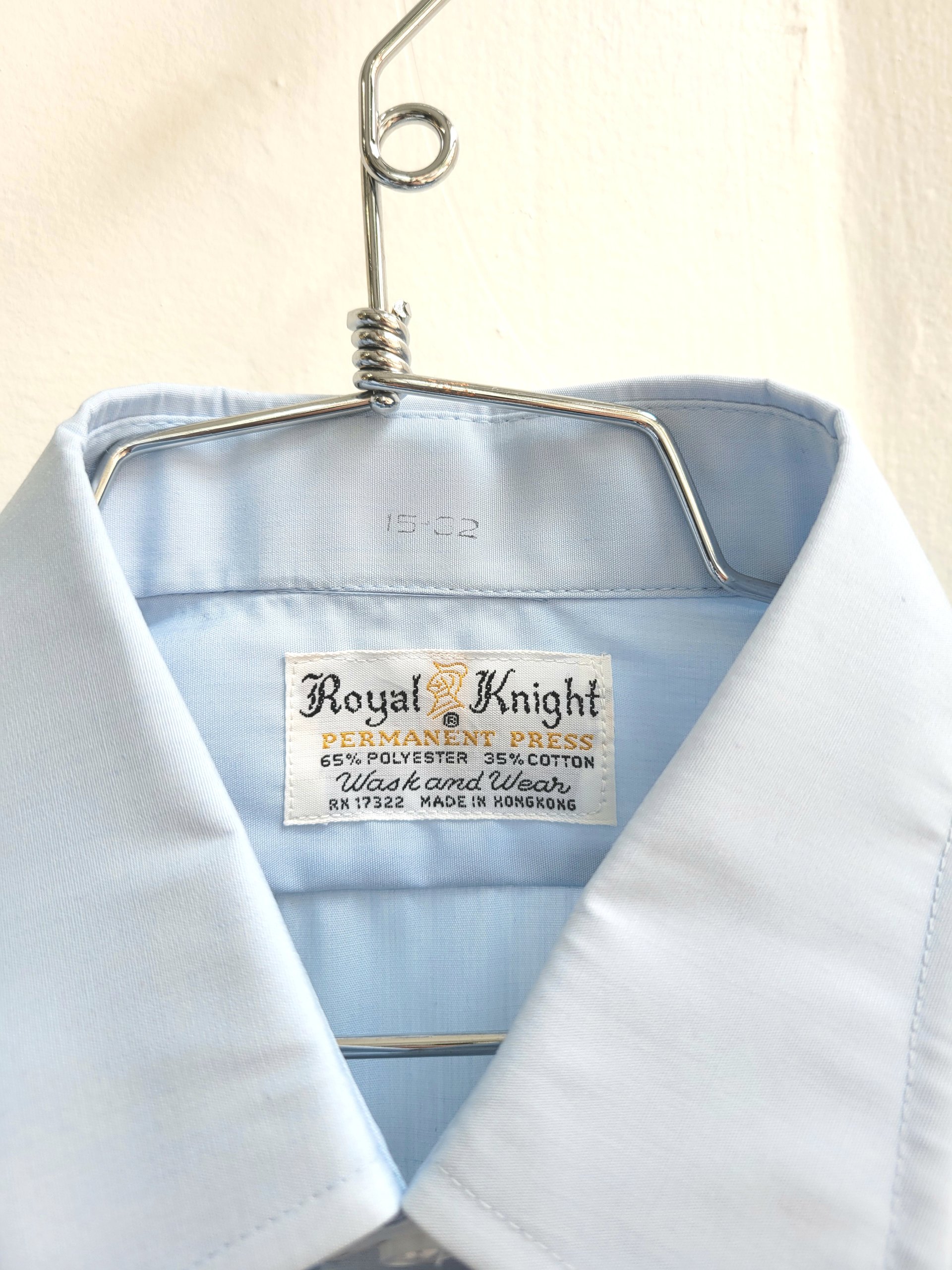 1970 Royal Knight blue button up shirt, medium