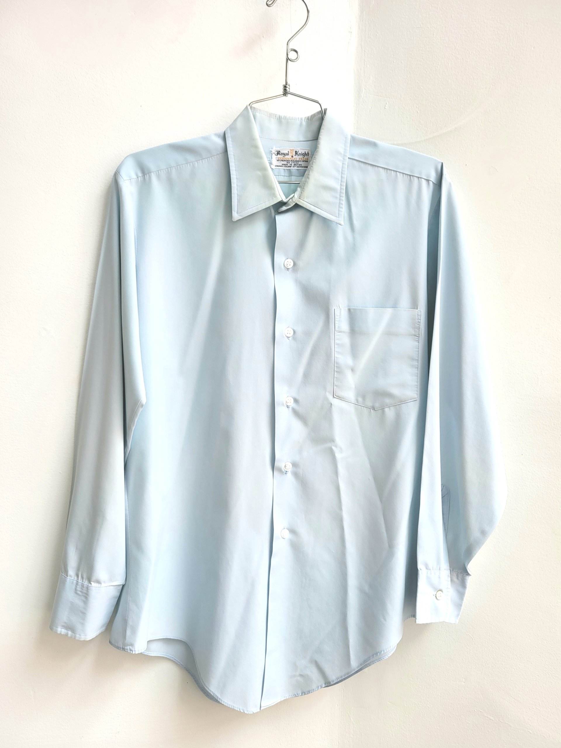 1970 Royal Knight blue button up shirt, medium