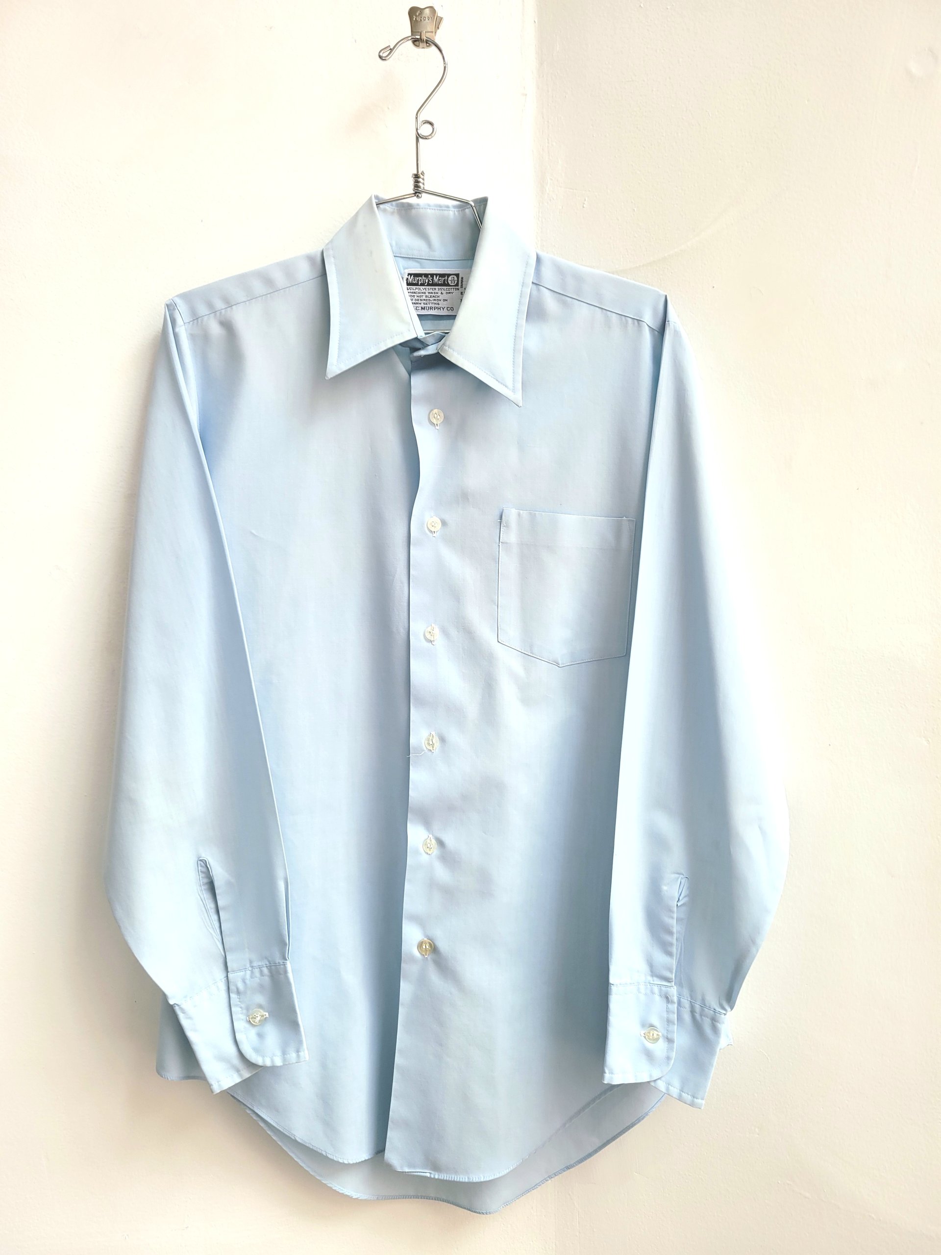 1970 Murphy's Mart blue button up shirt, medium