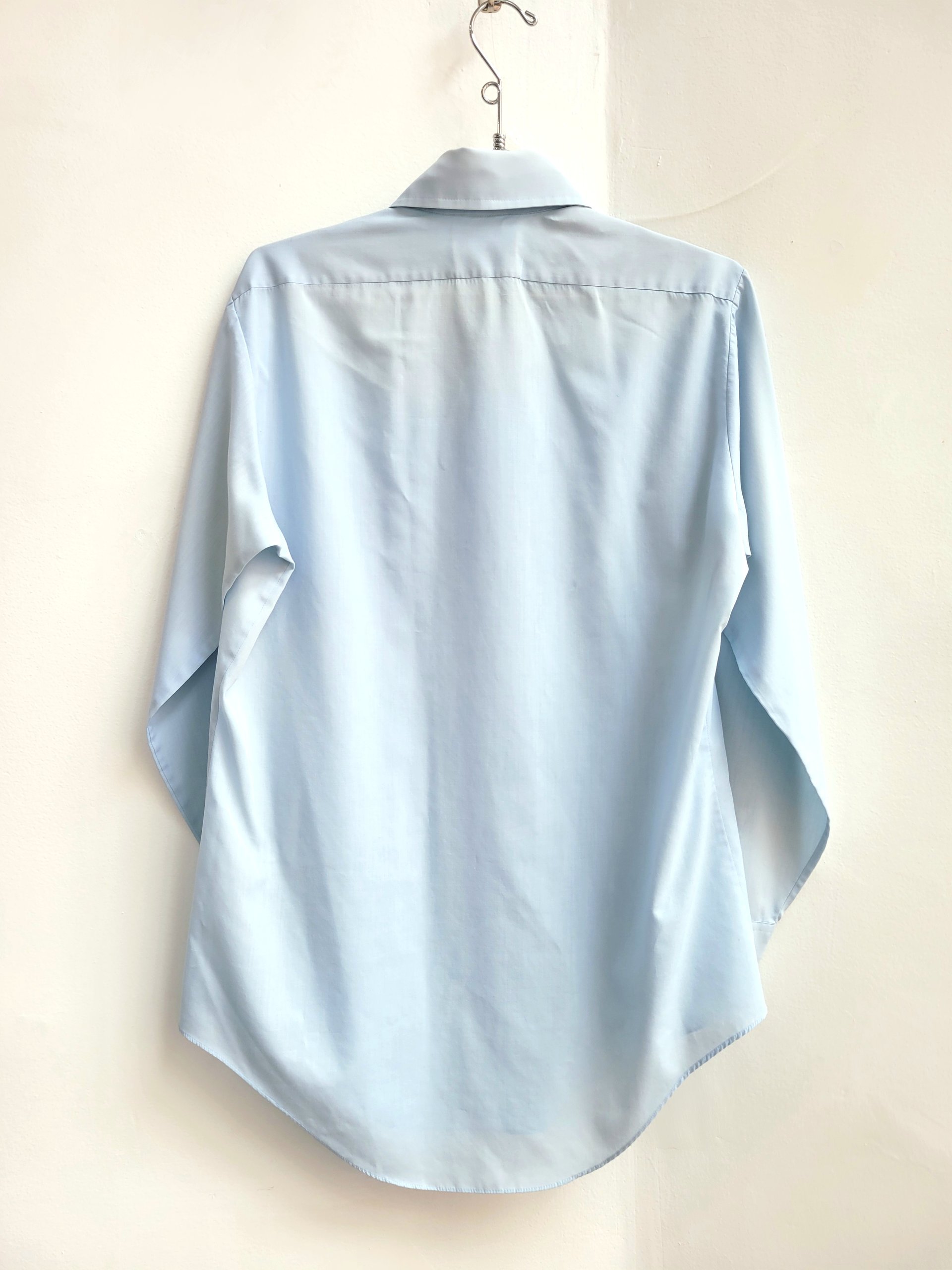 1970 Murphy's Mart blue button up shirt, medium