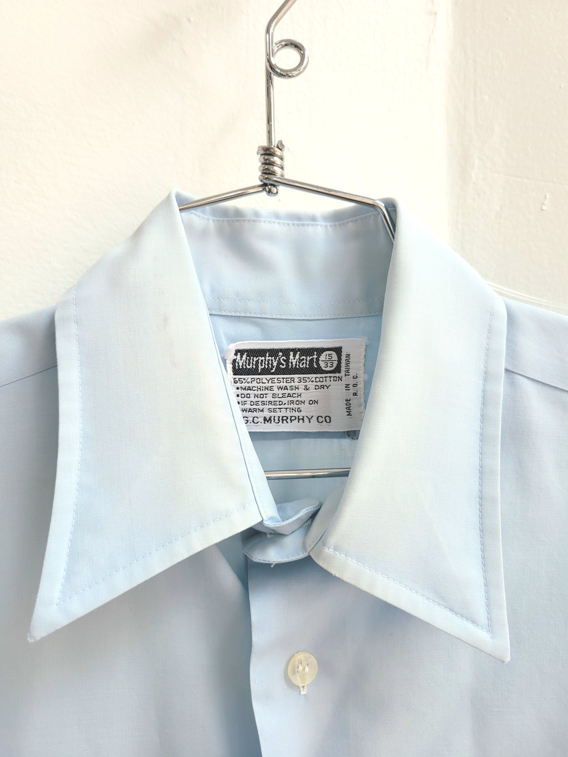 1970 Murphy's Mart blue button up shirt, medium