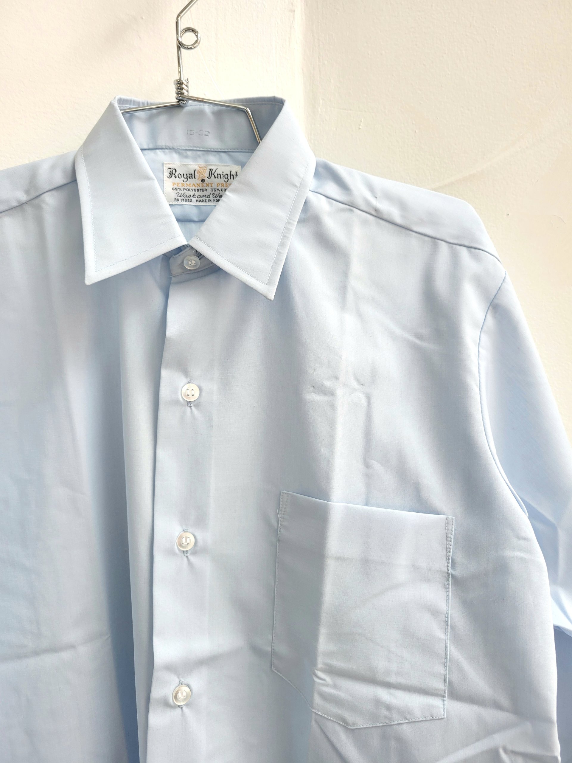 1970 Royal Knight blue button up shirt, medium