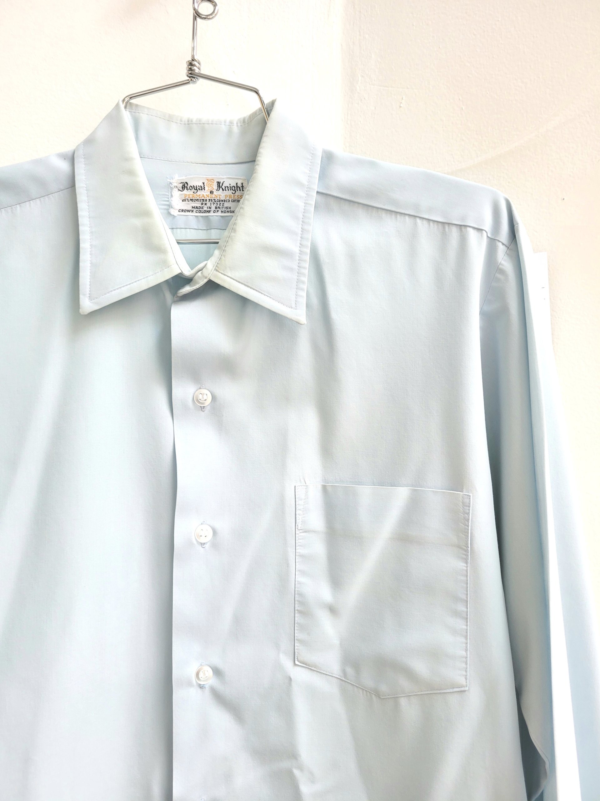 1970 Royal Knight blue button up shirt, medium