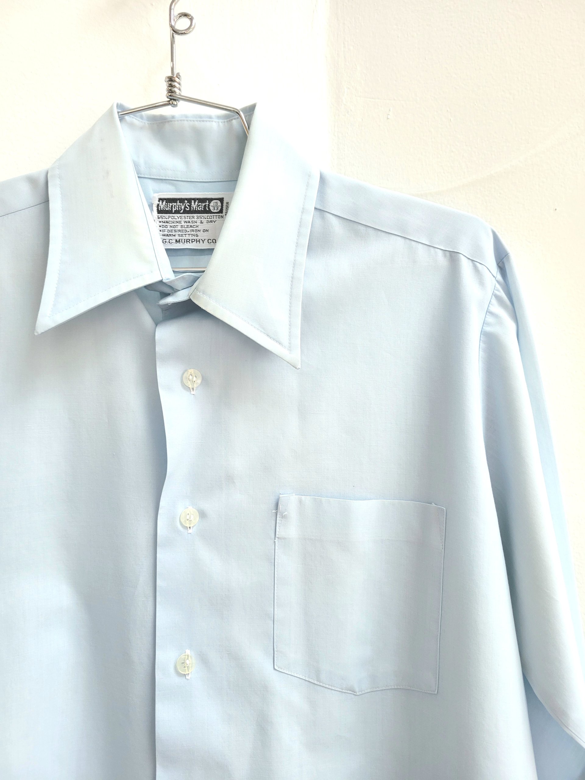 1970 Murphy's Mart blue button up shirt, medium