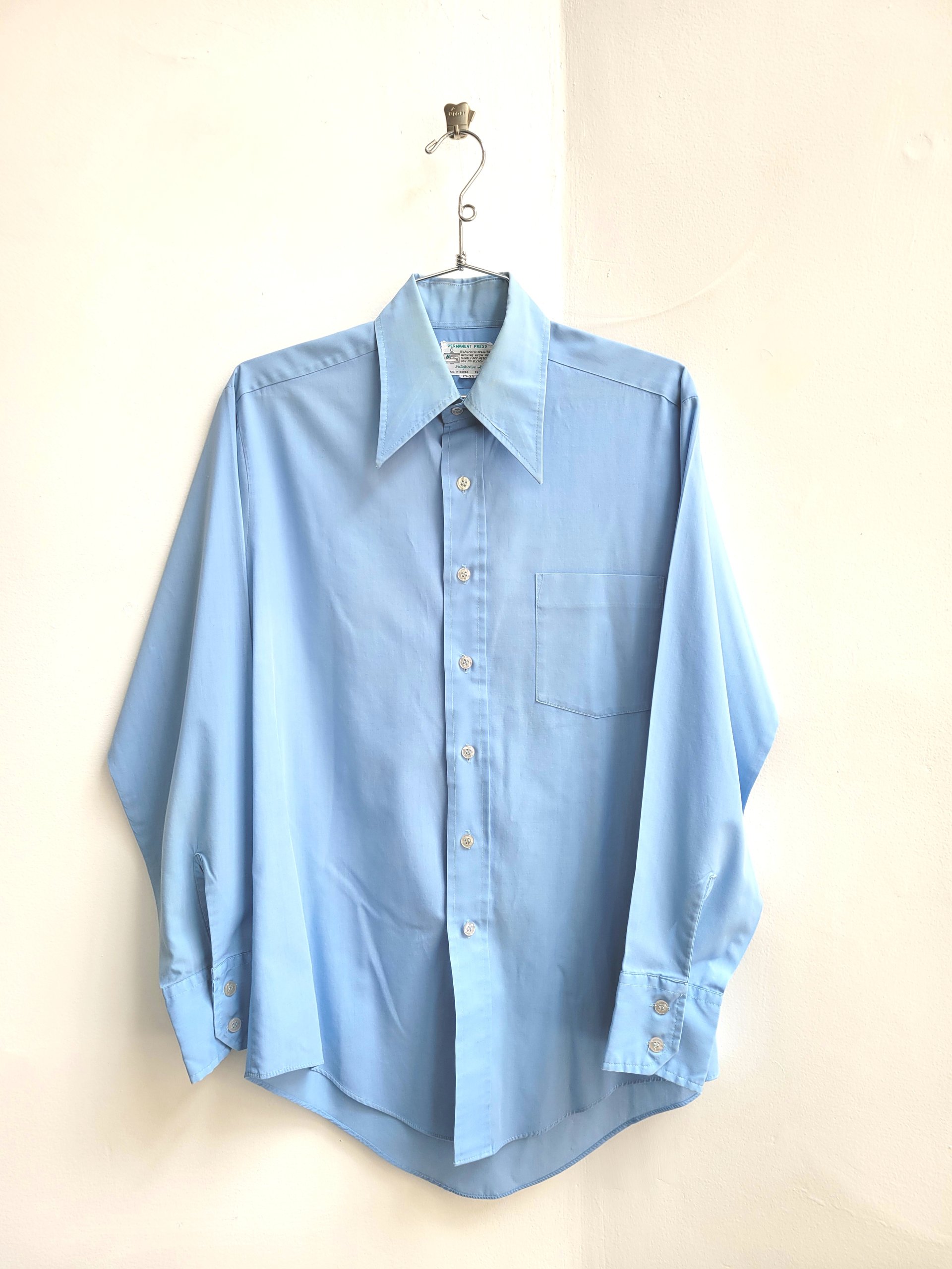 1970 Kmart blue button up shirt, medium