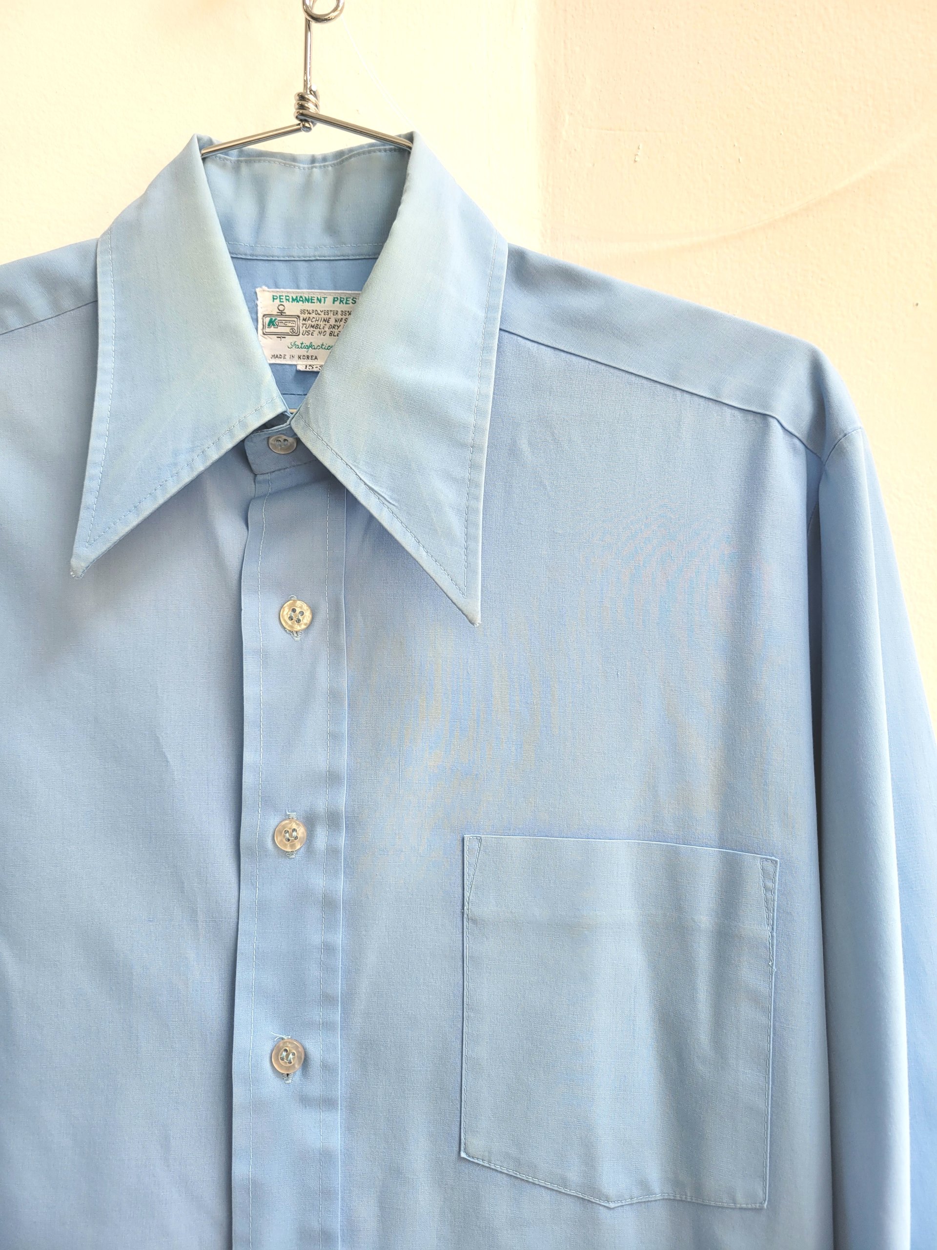 1970 Kmart blue button up shirt, medium