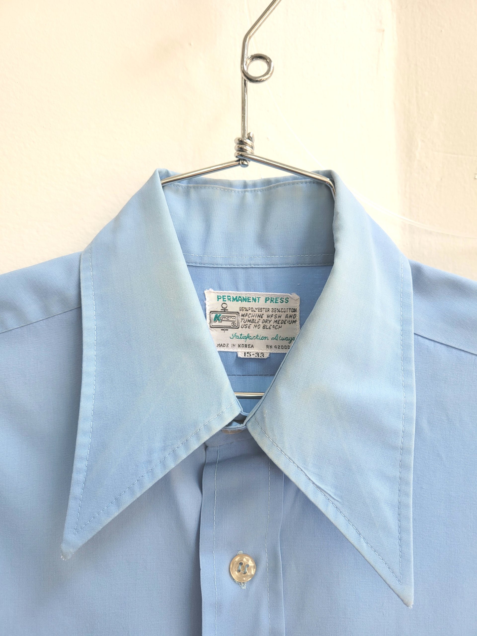 1970 Kmart blue button up shirt, medium