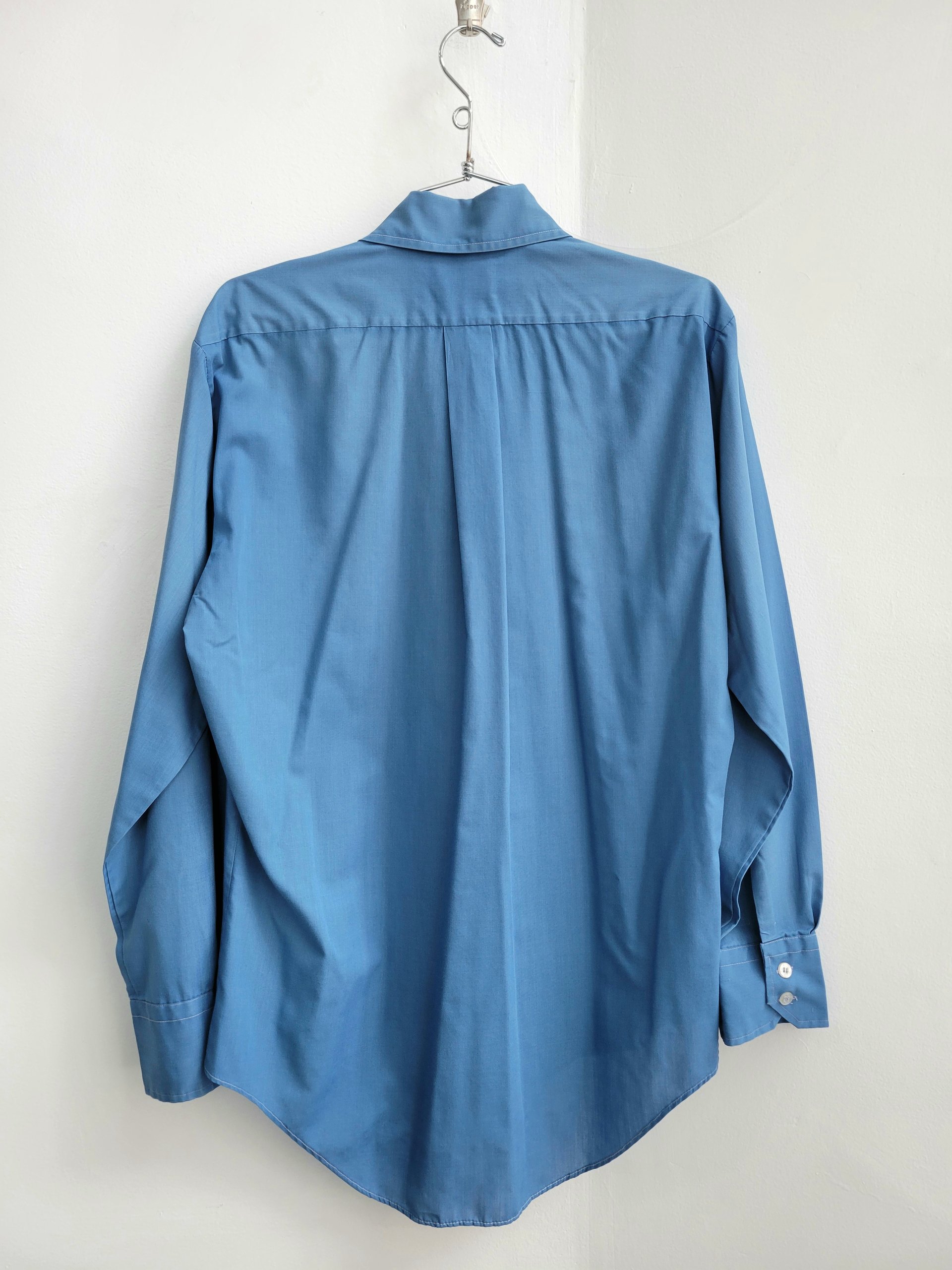 1970 Kmart blue button up shirt, medium