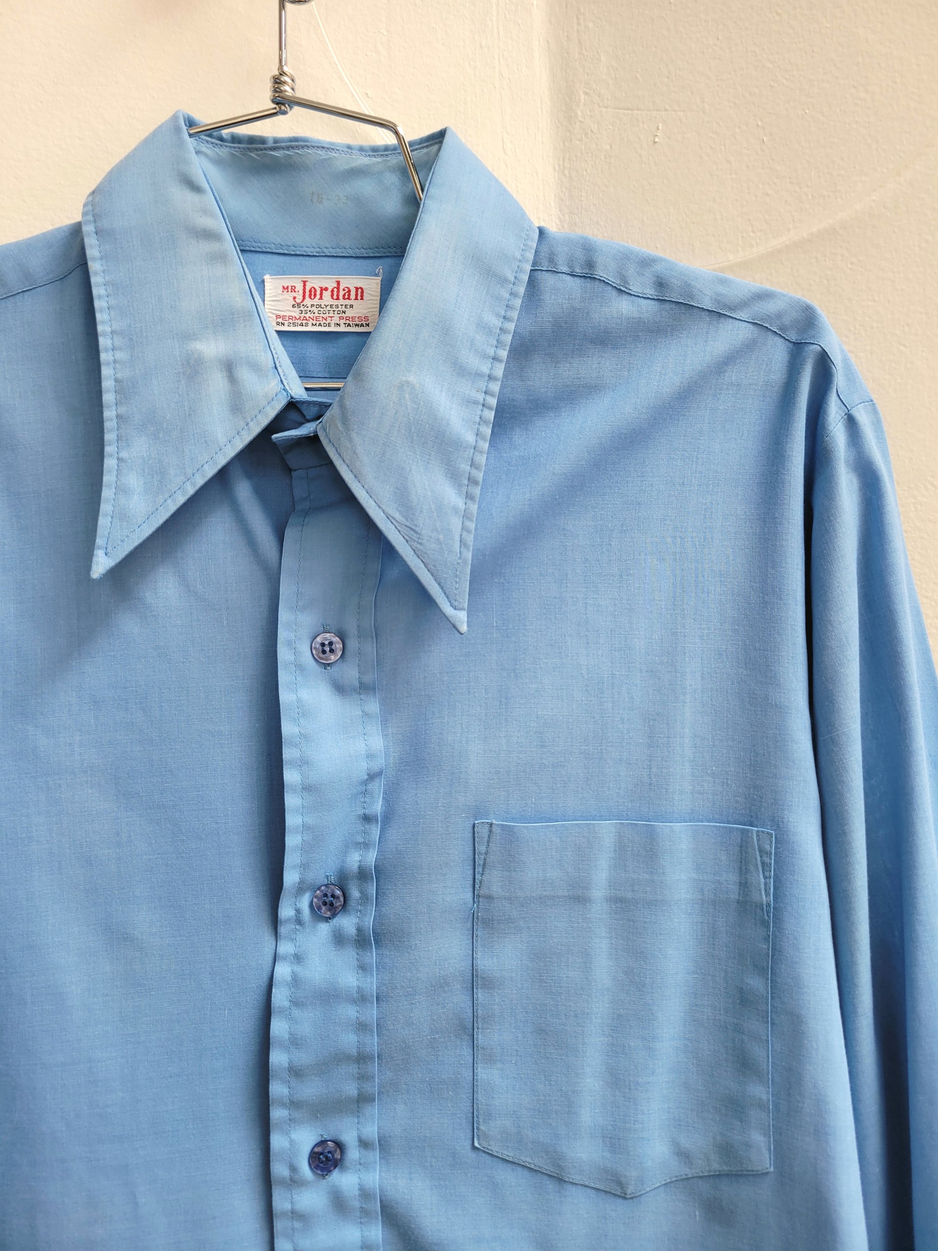 1970 Mr. Jordan blue button up shirt, medium