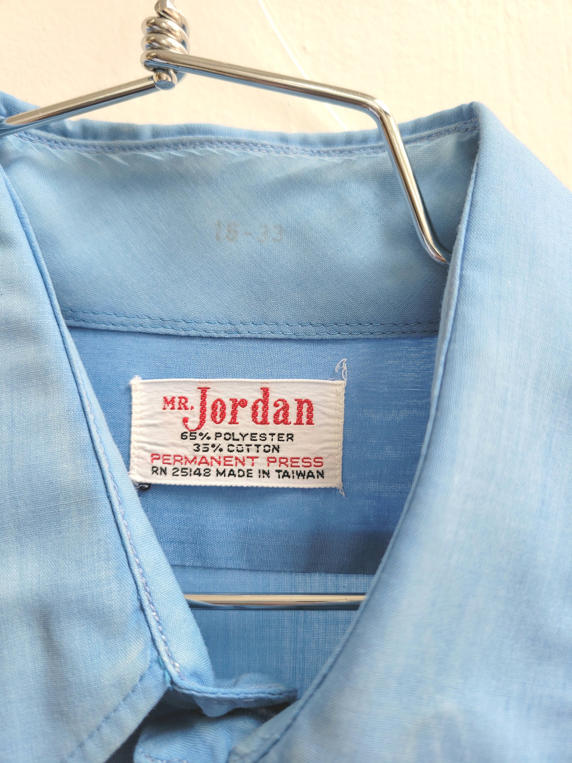 1970 Mr. Jordan blue button up shirt, medium