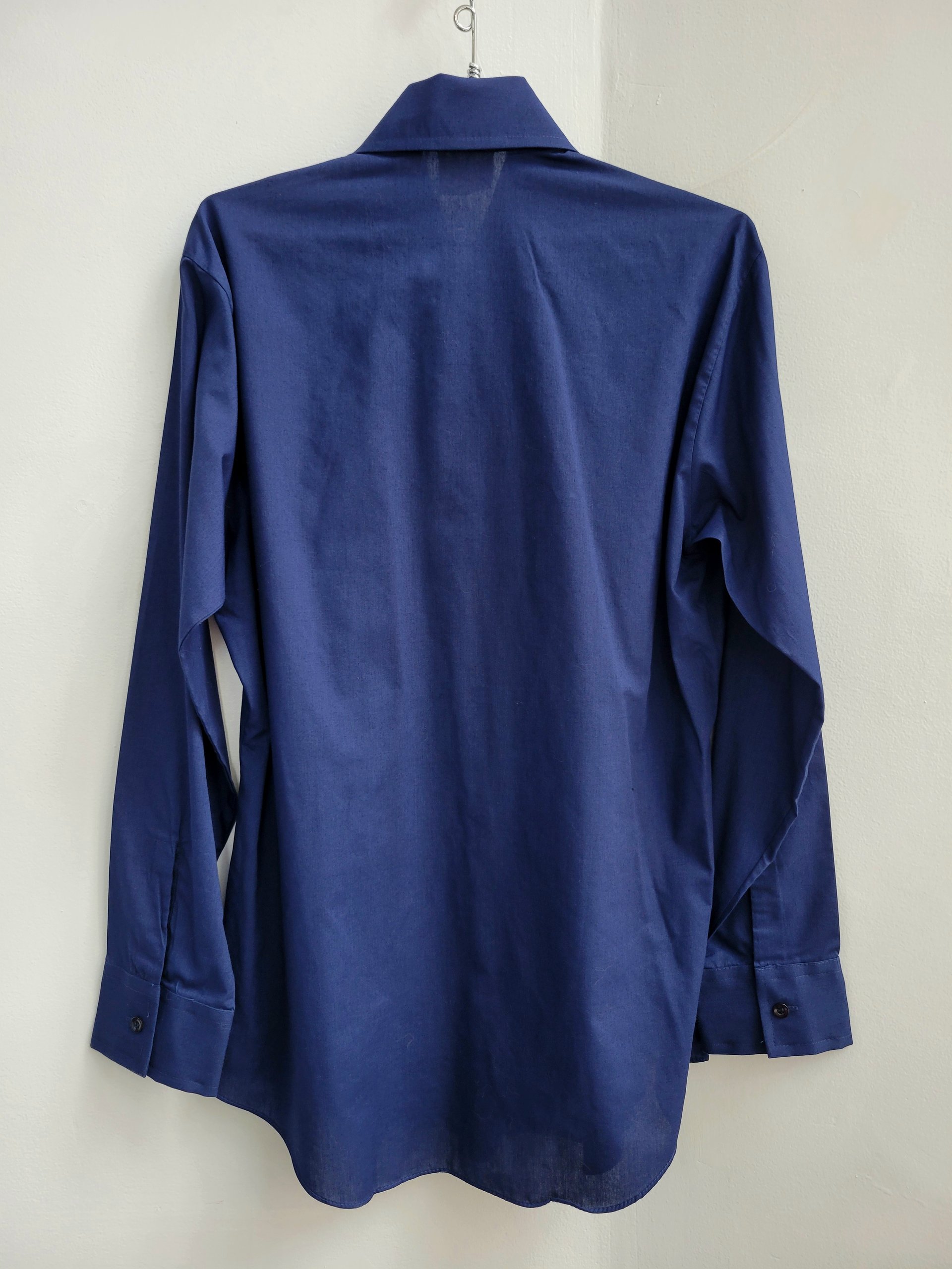 1970 Kings Road dark blue button up shirt, medium