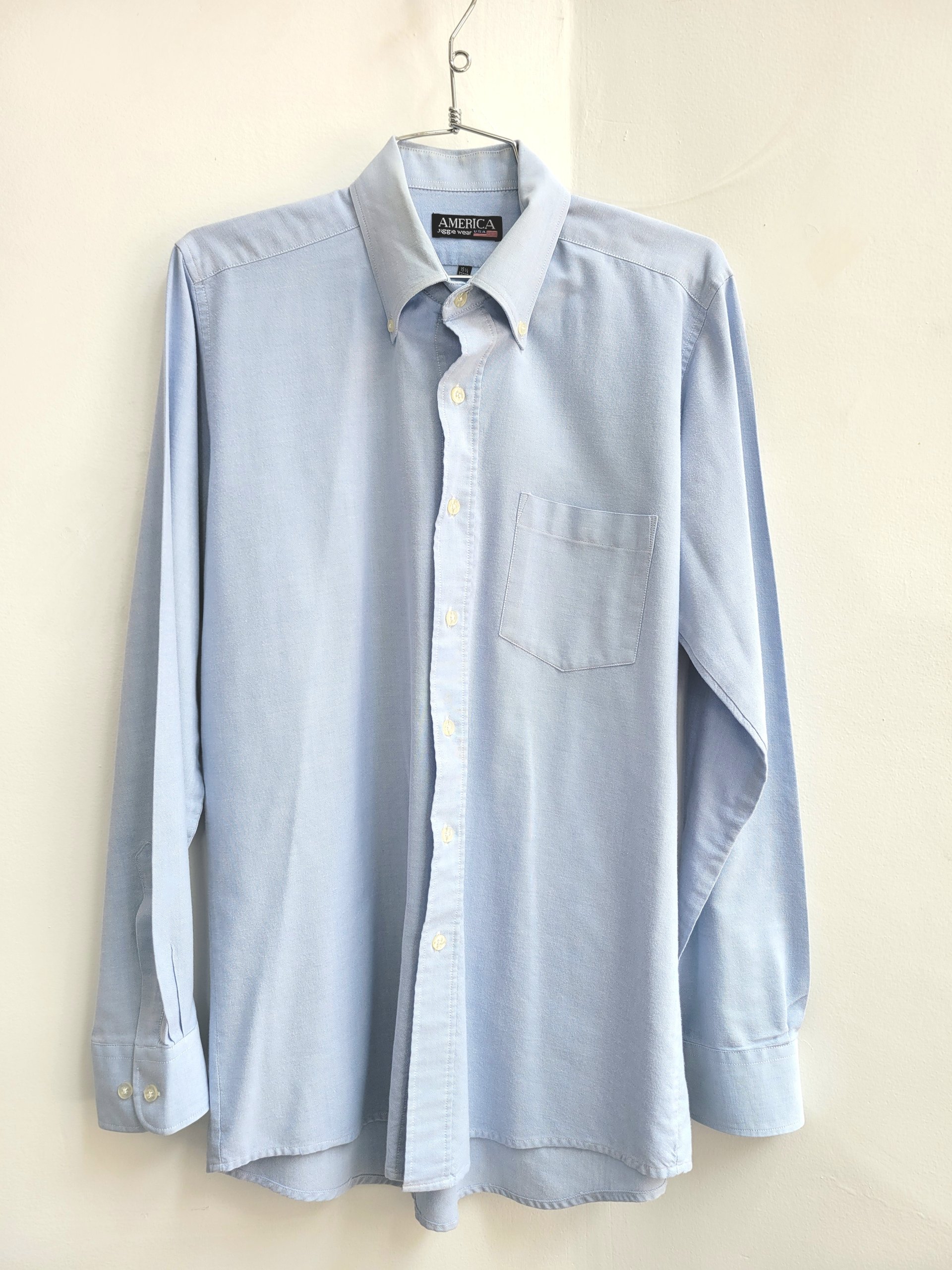 1990 Jiggie Wear blue oxford button up shirt, medium