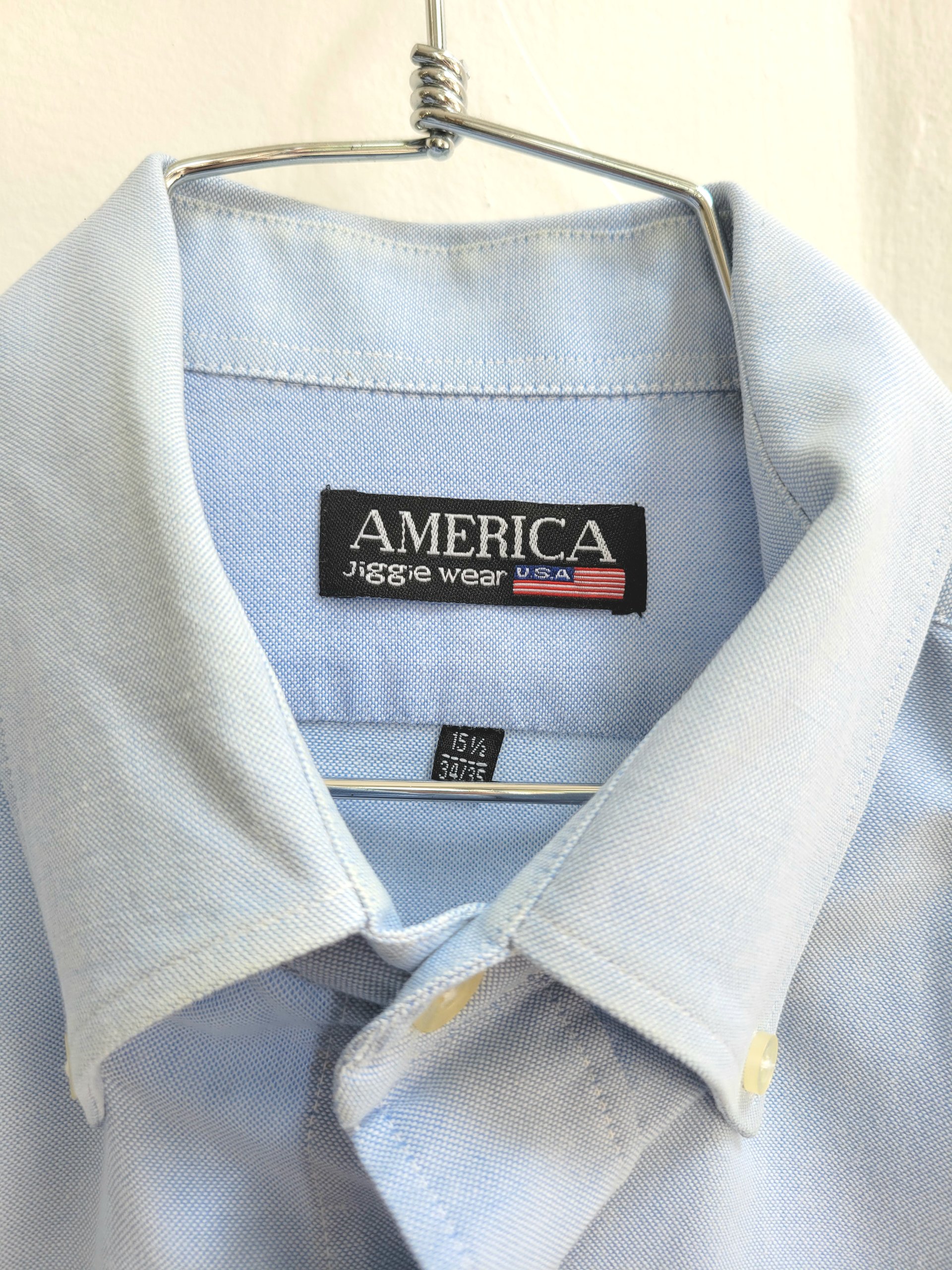 1990 Jiggie Wear blue oxford button up shirt, medium