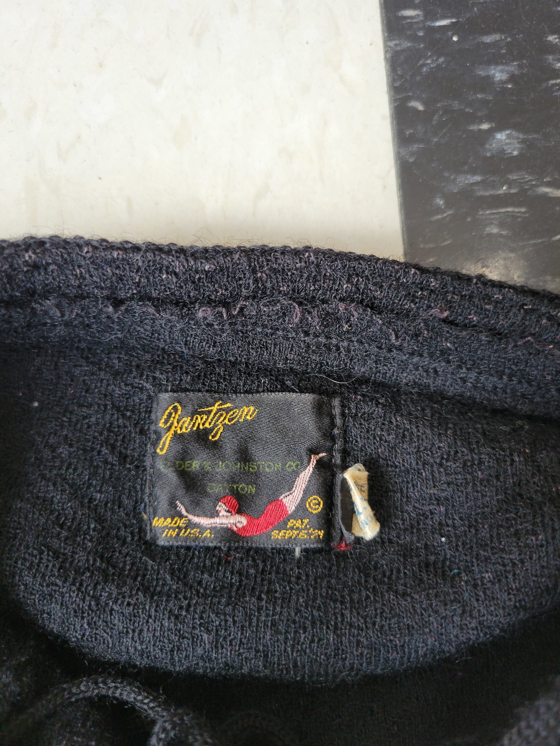 1930 Jantzen black wool swim suit, 40 / large