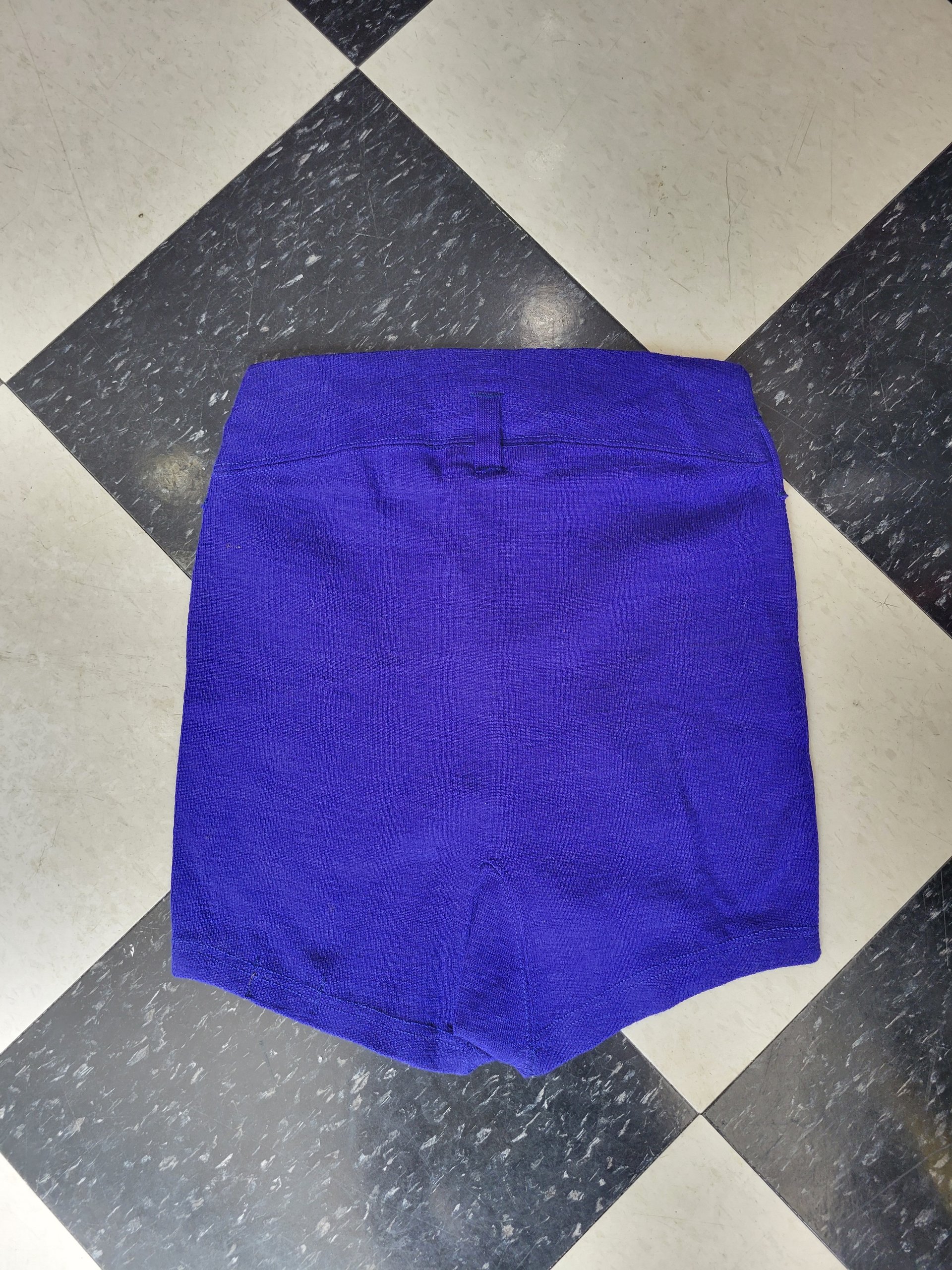 1930 royal blue wool swim shorts, medium