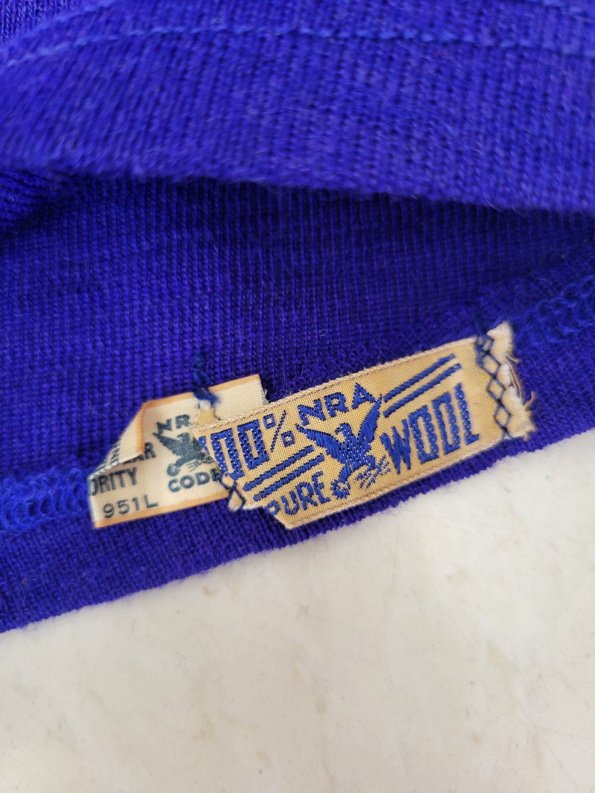 1930 royal blue wool swim shorts, medium