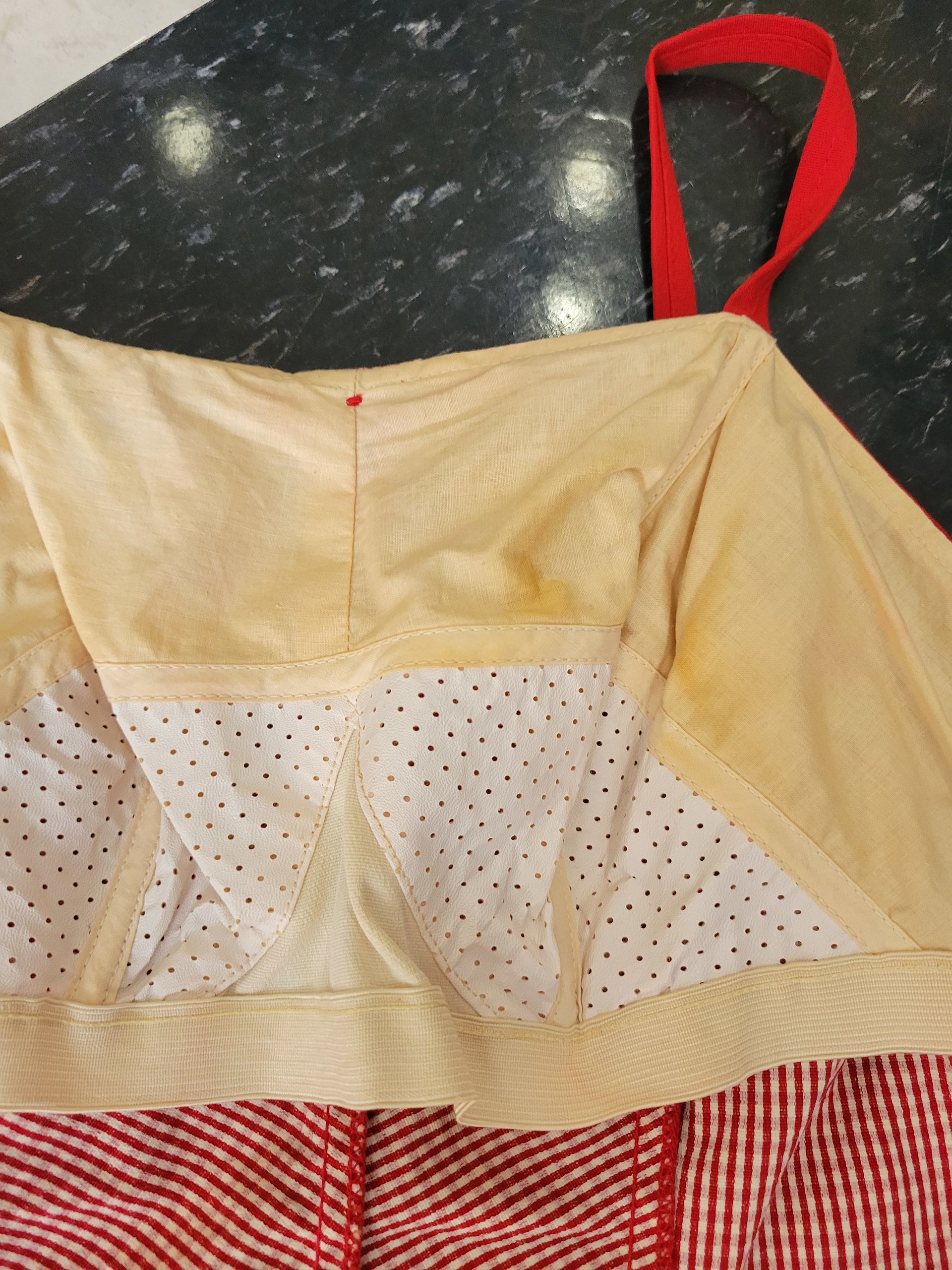 1950 Louisa Brooks red gingham bathing suit, 38 medium