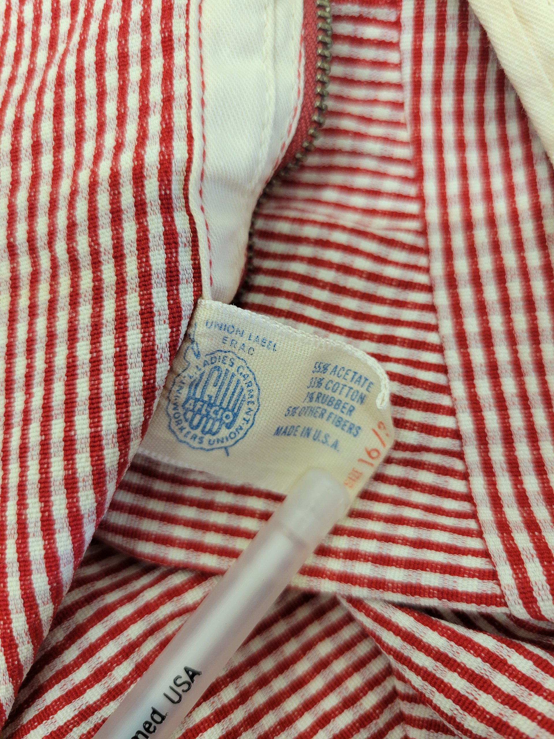 1950 Louisa Brooks red gingham bathing suit, 38 medium