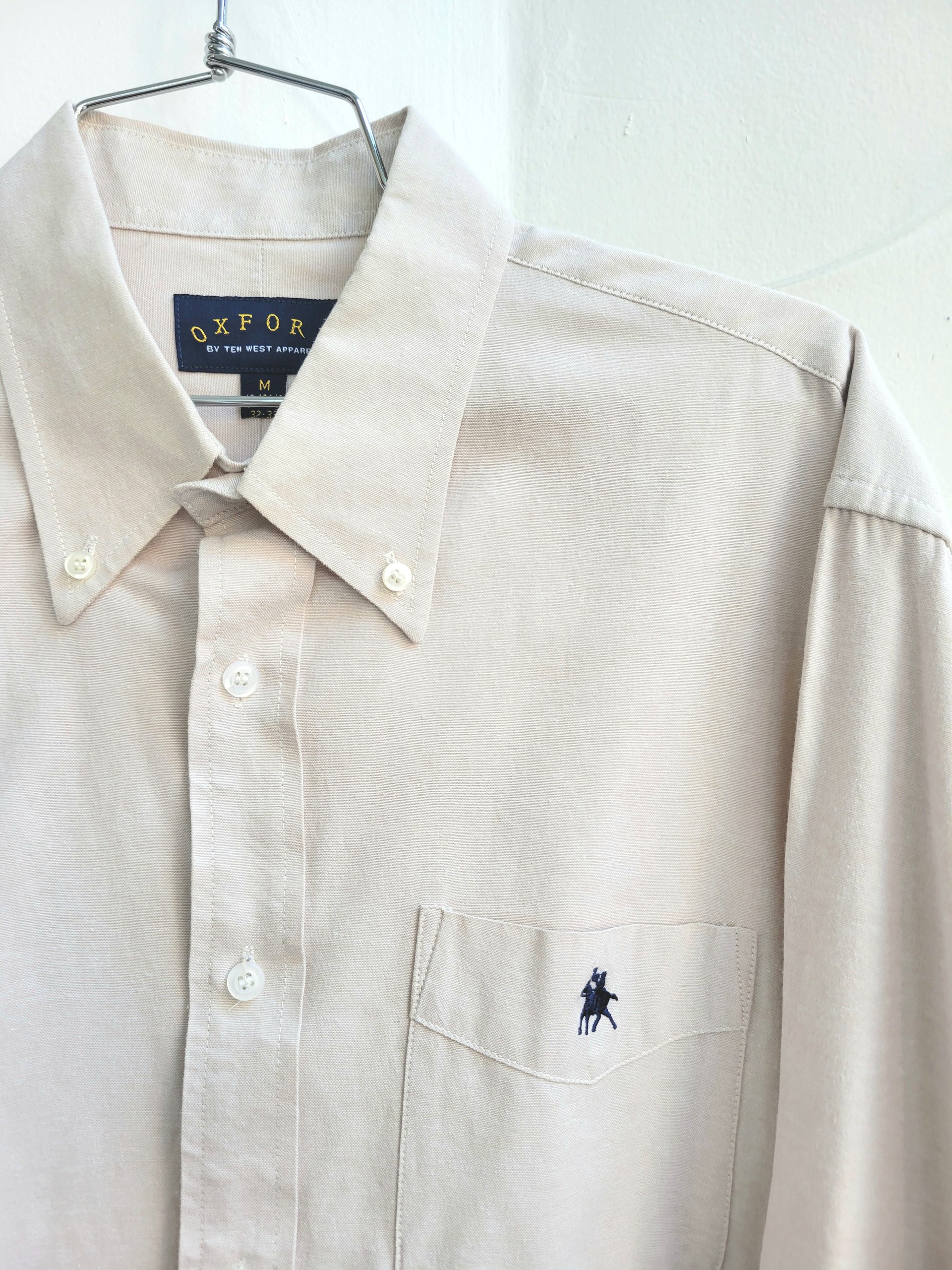1990 Ten West khaki oxford button up shirt, medium