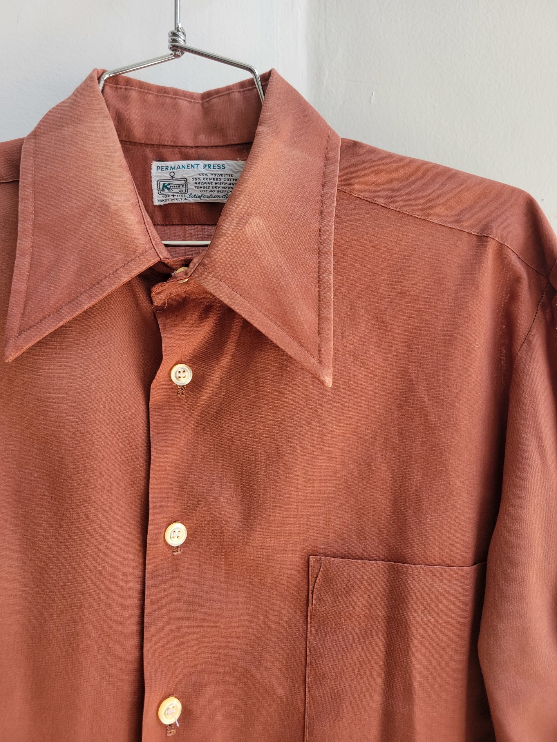 1970 Kmart brown button up shirt, medium