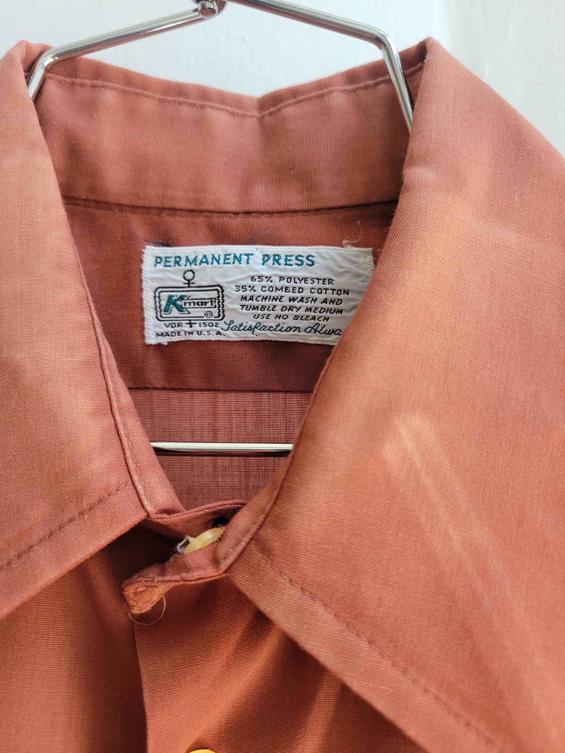 1970 Kmart brown button up shirt, medium