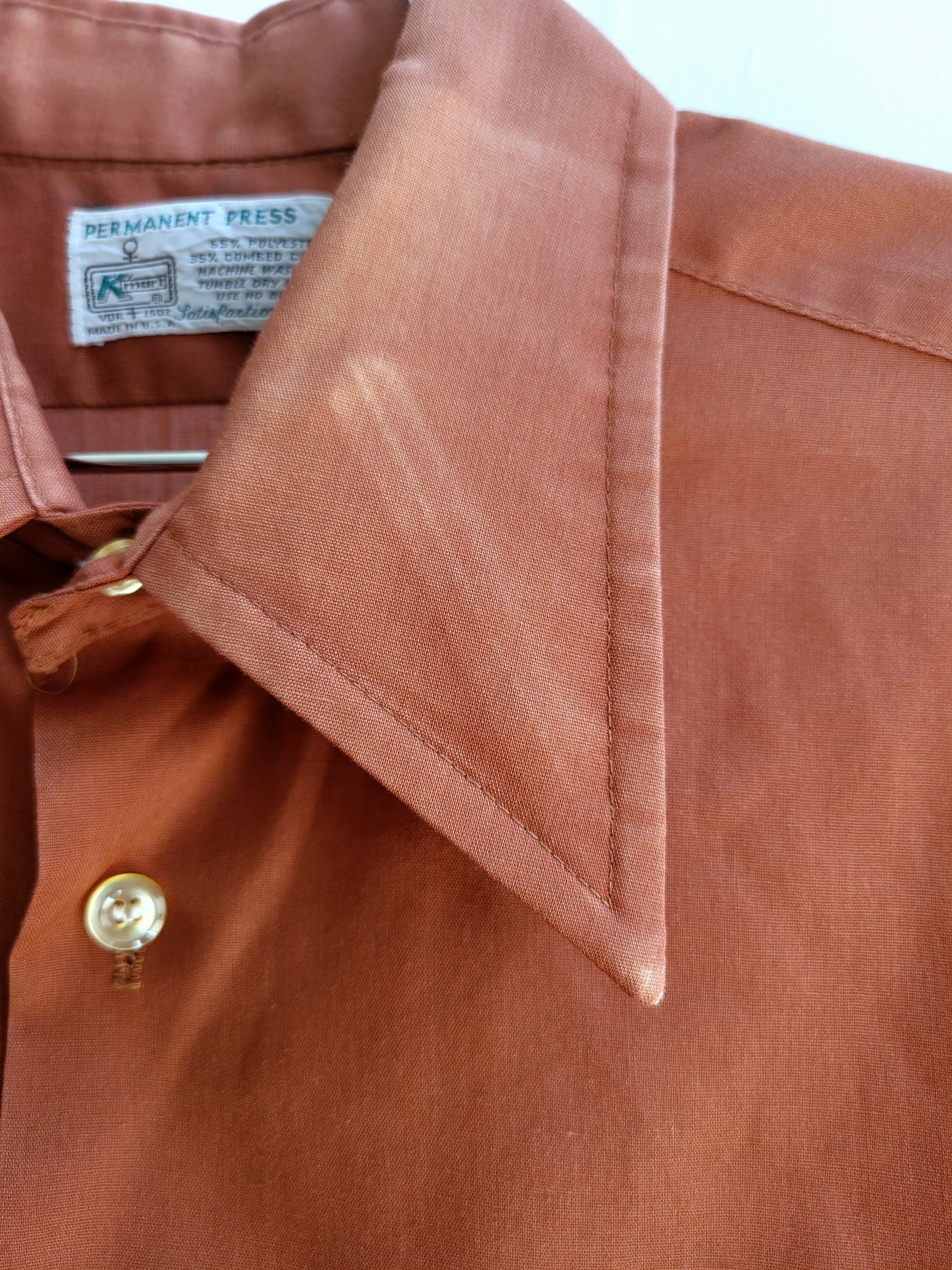 1970 Kmart brown button up shirt, medium
