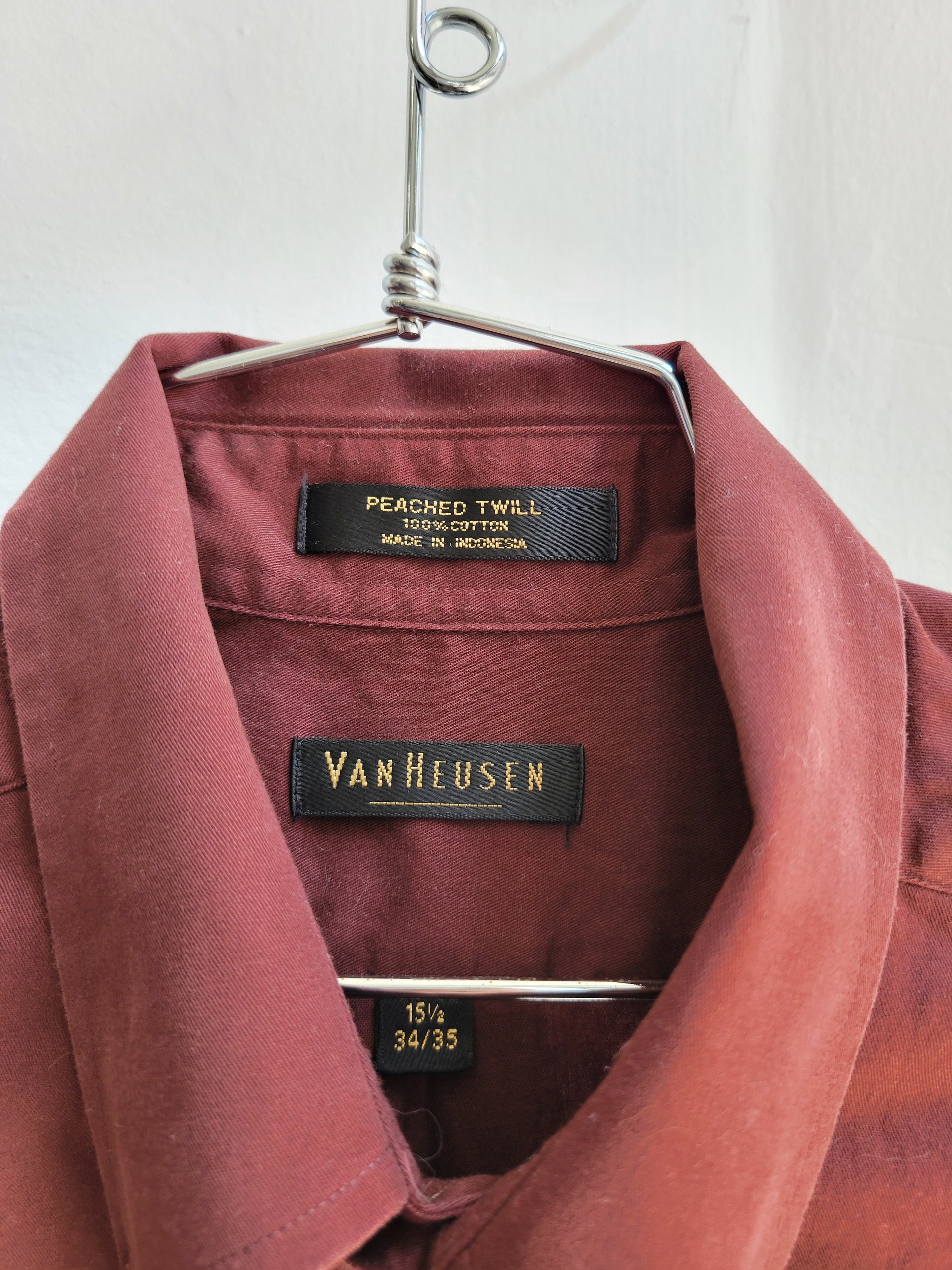 1990 Van Heusen brown twill button up shirt, medium