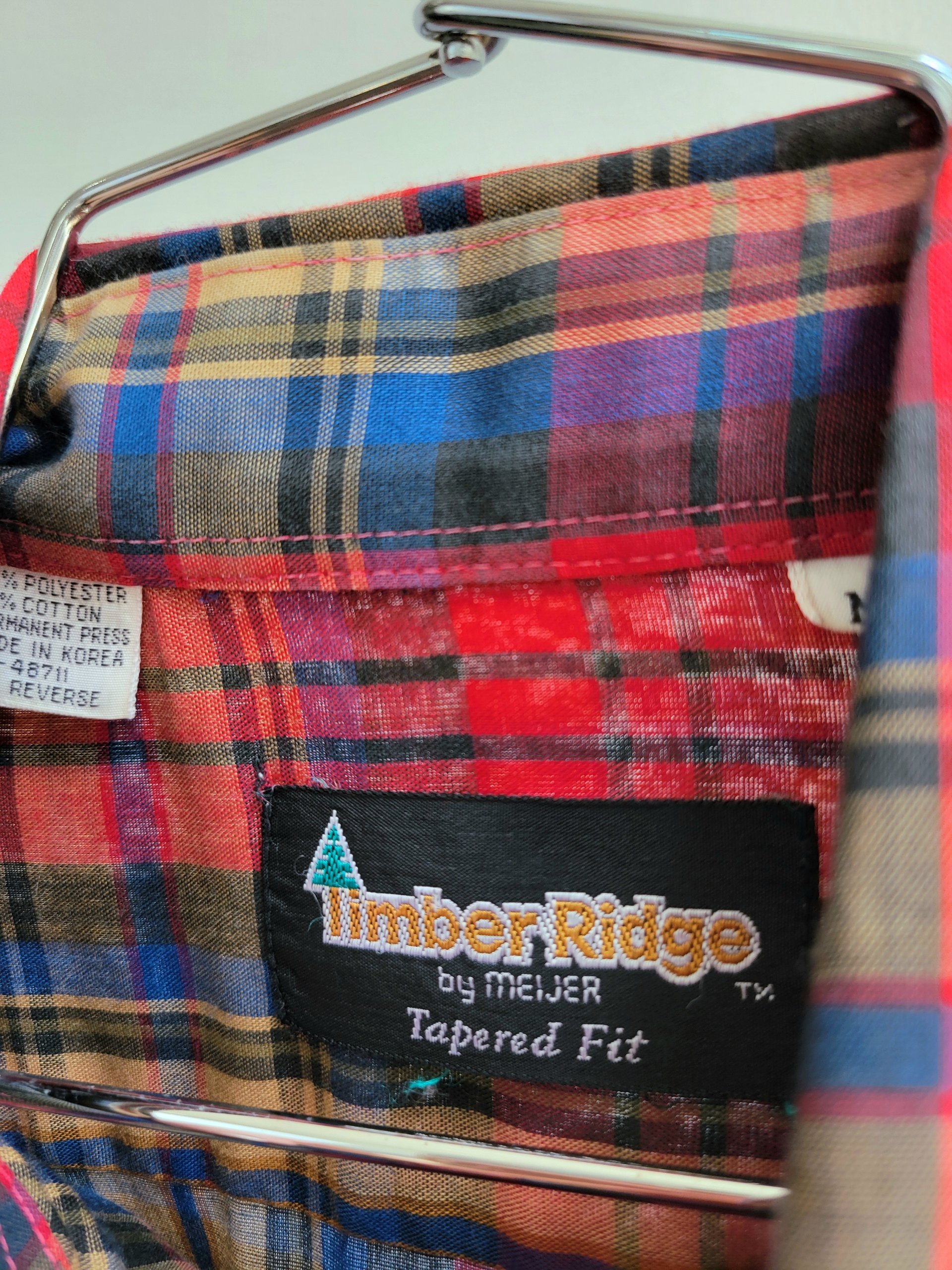 1980 Timber Ridge red plaid button up shirt, medium