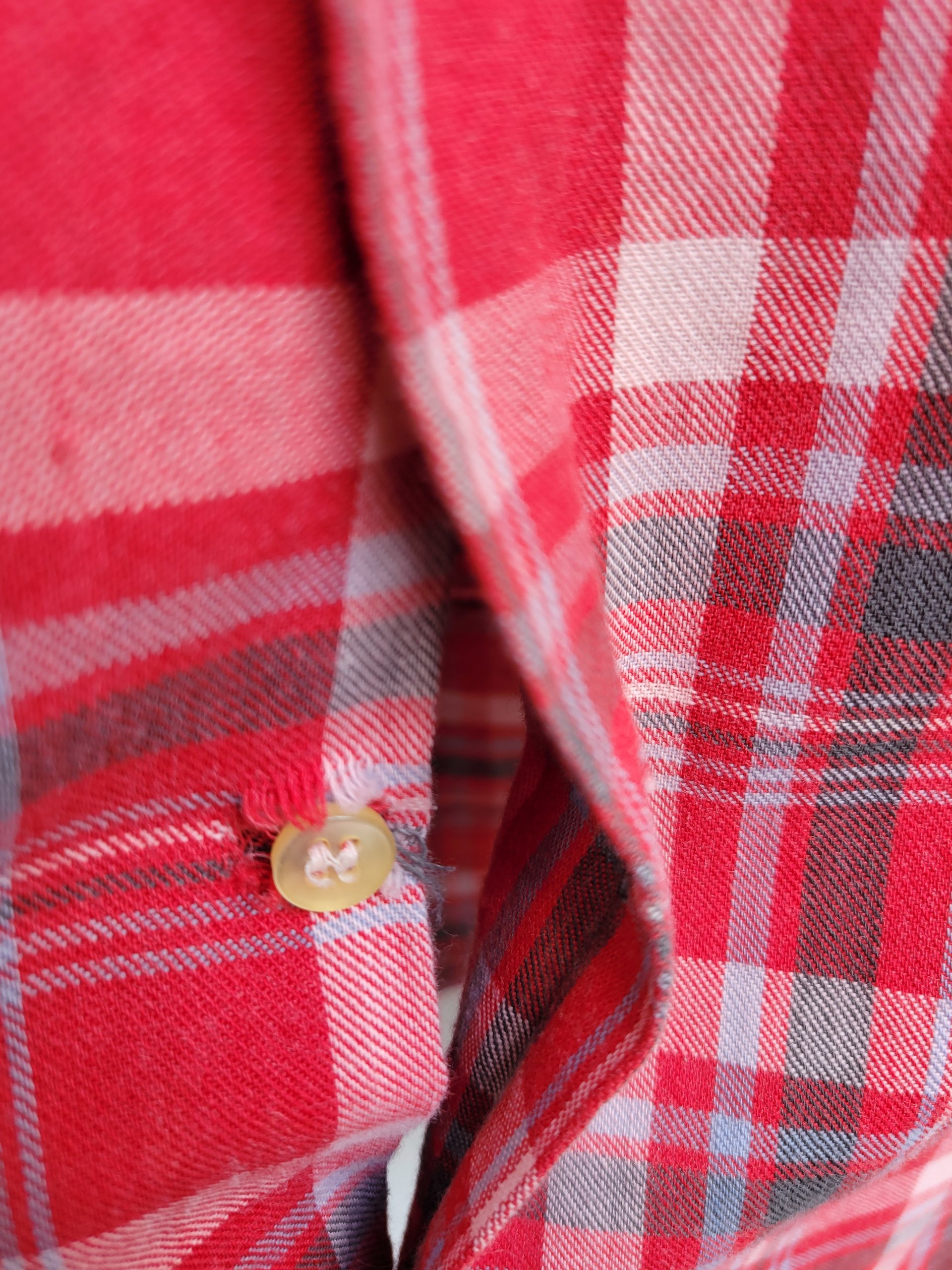 1970 red plaid button up shirt, medium