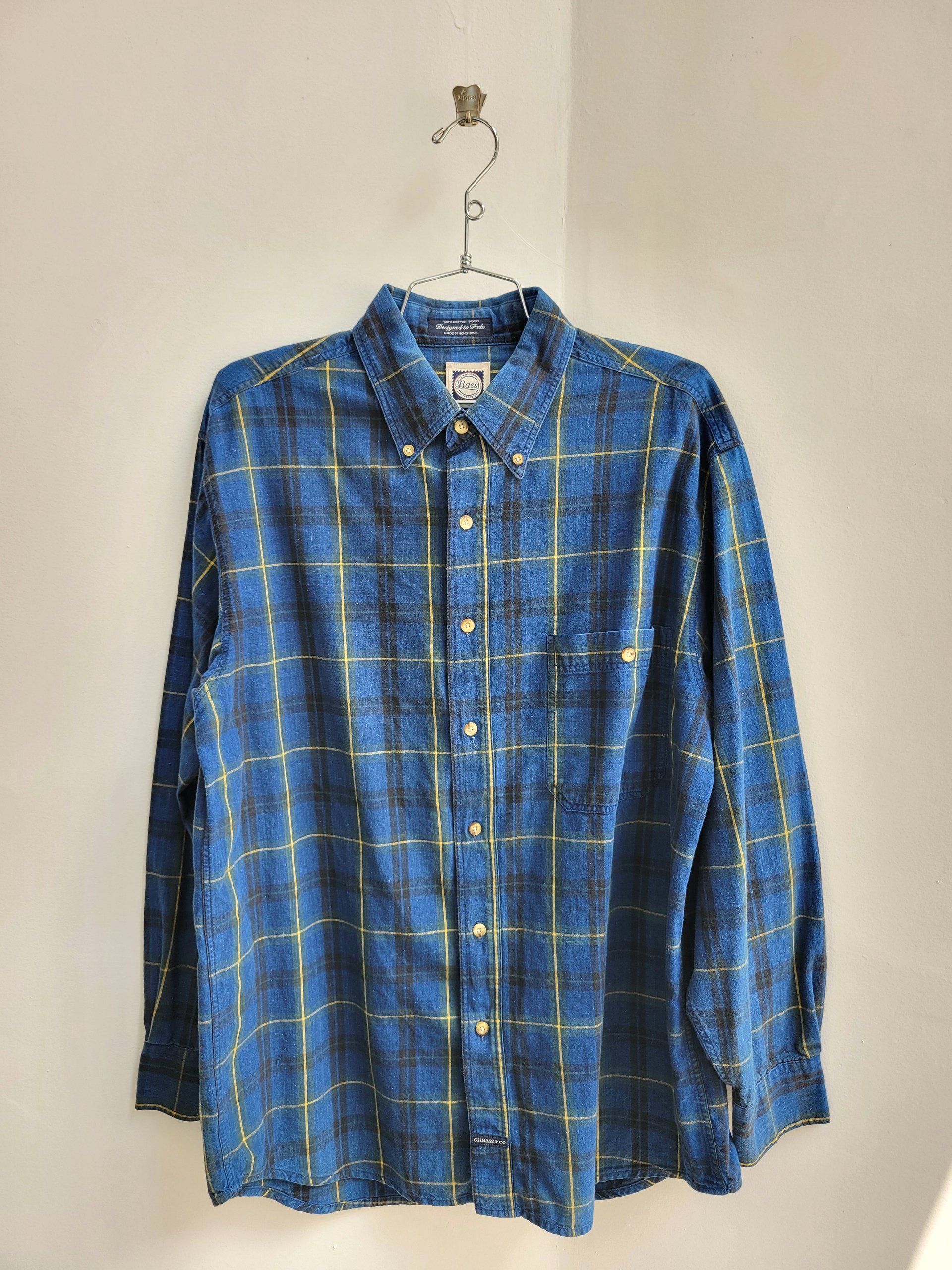 1980 GH Bass plaid button up shirt, medium