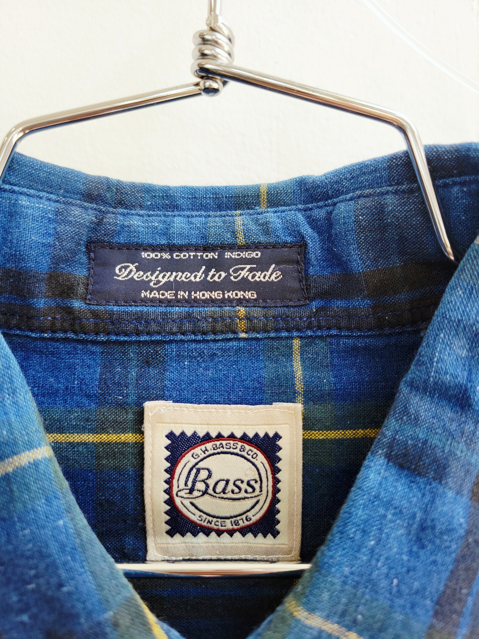 1980 GH Bass plaid button up shirt, medium