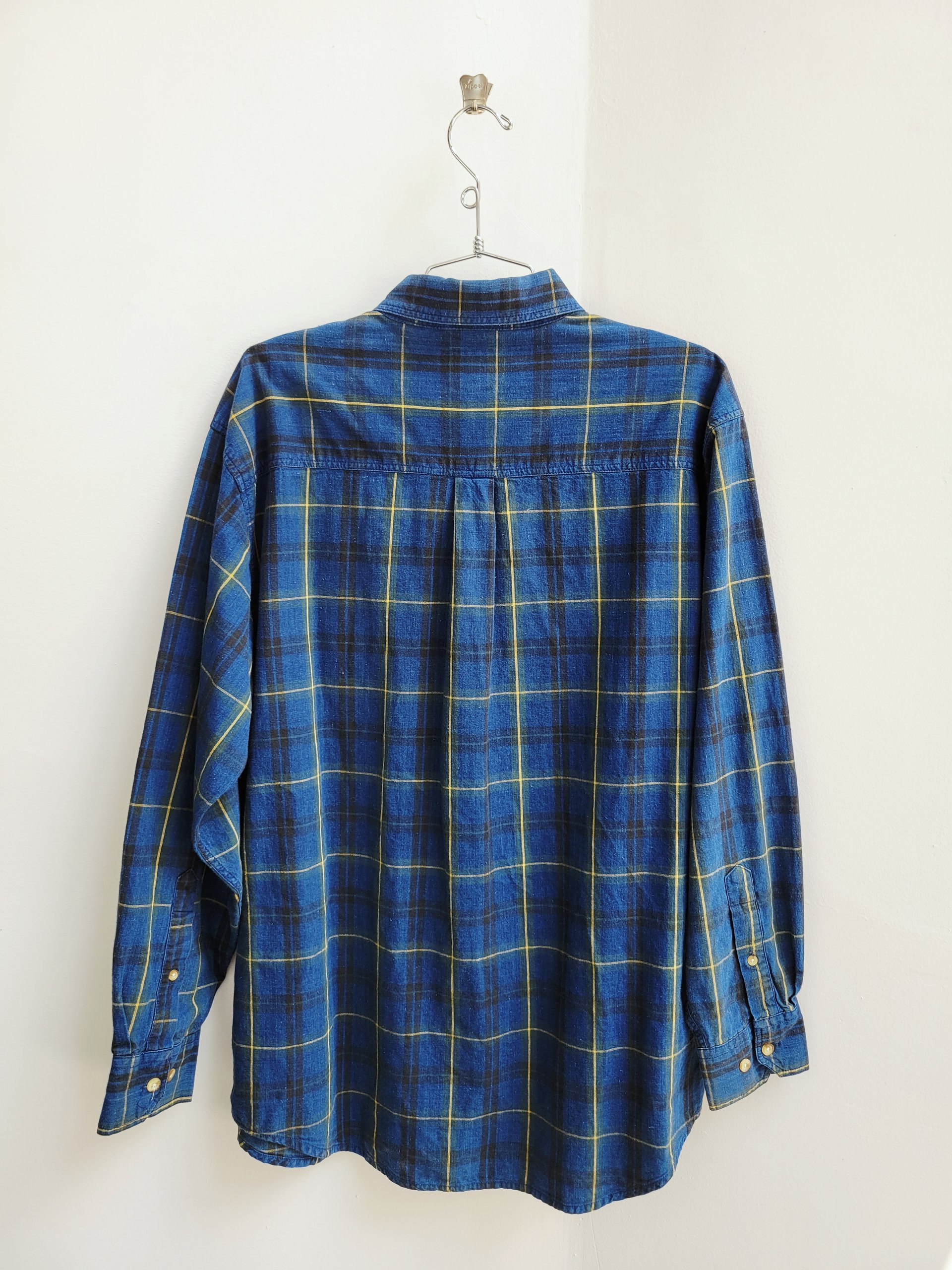 1980 GH Bass plaid button up shirt, medium