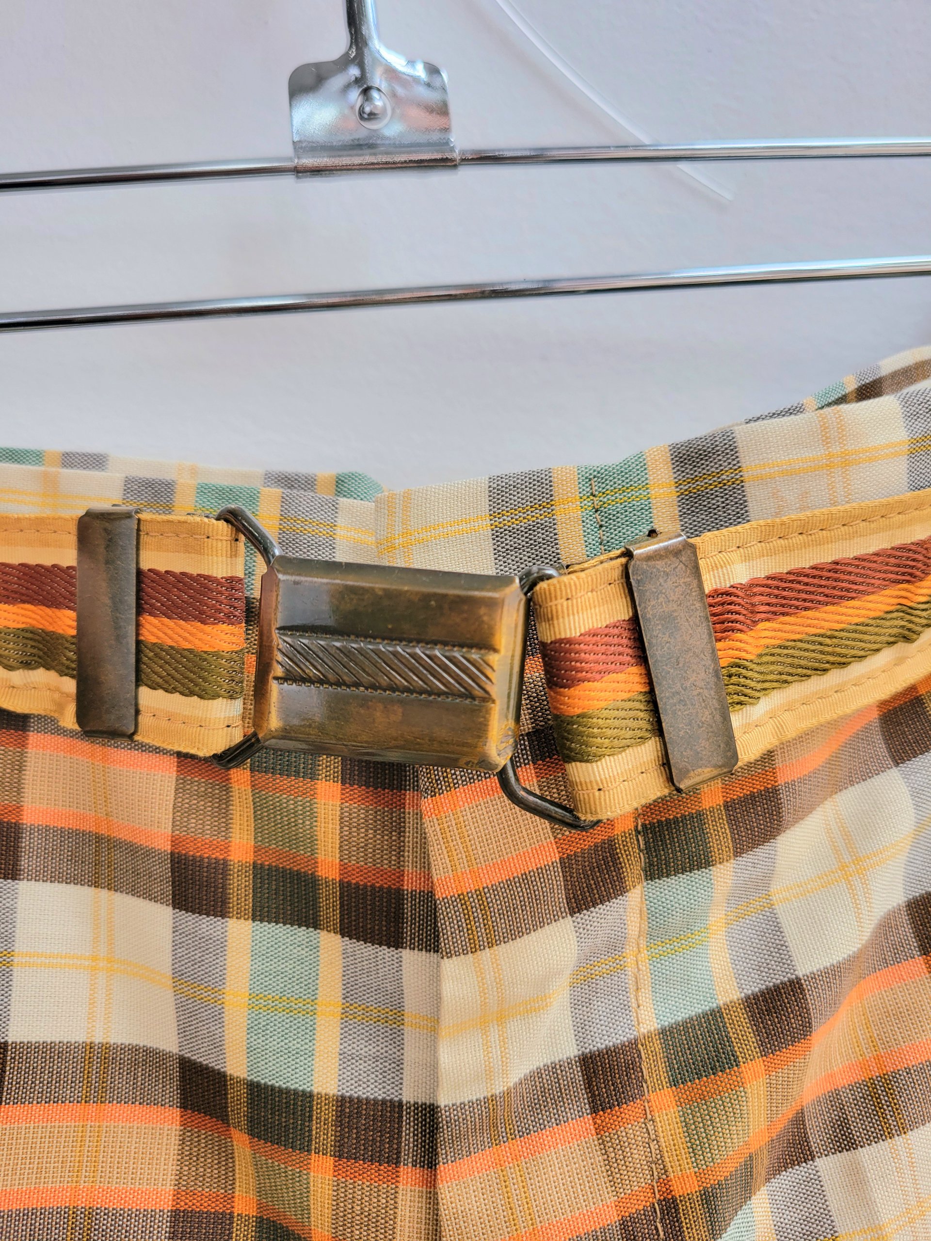 1970 Farah plaid shorts with belt, size 32