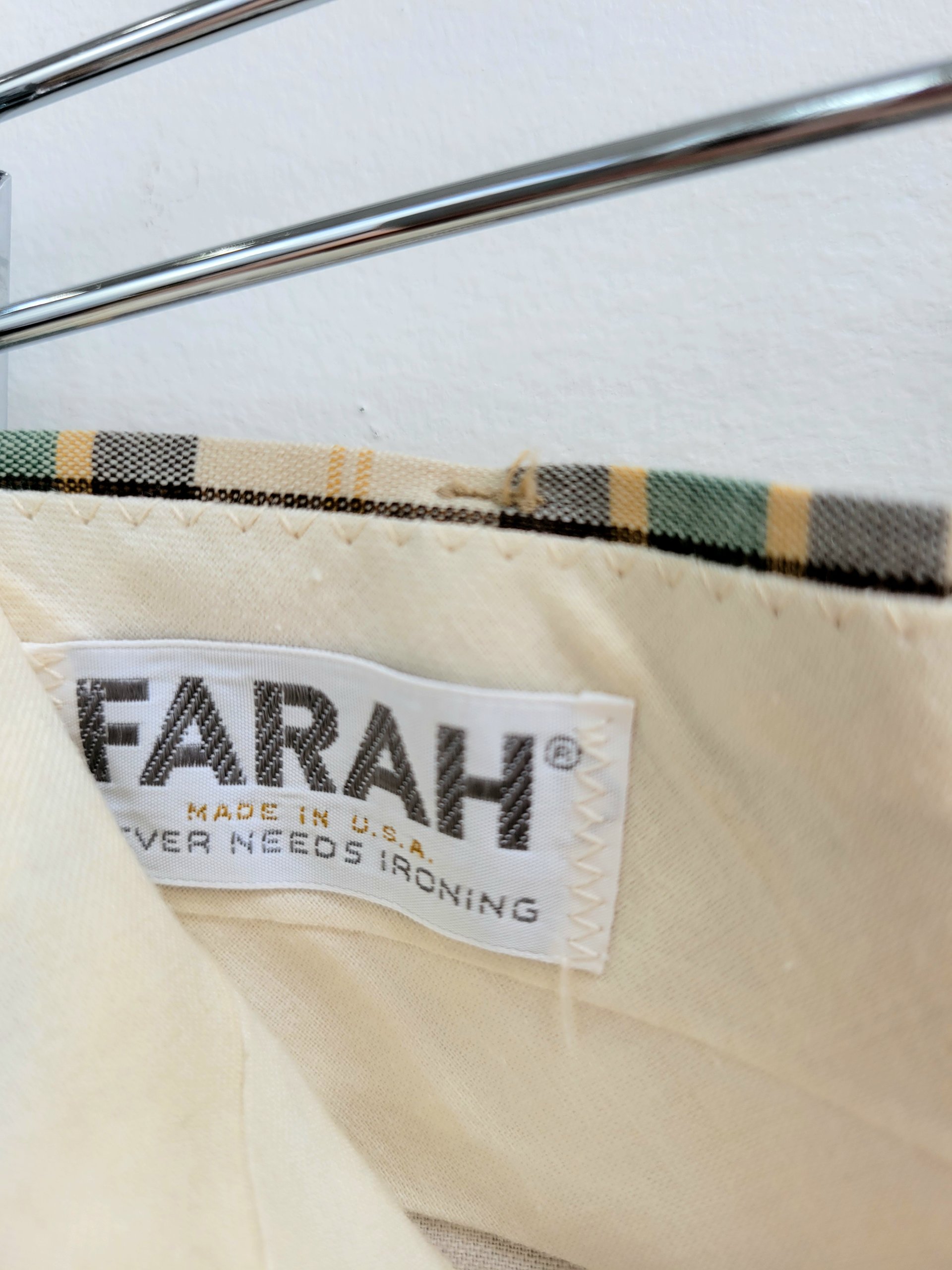 1970 Farah plaid shorts with belt, size 32