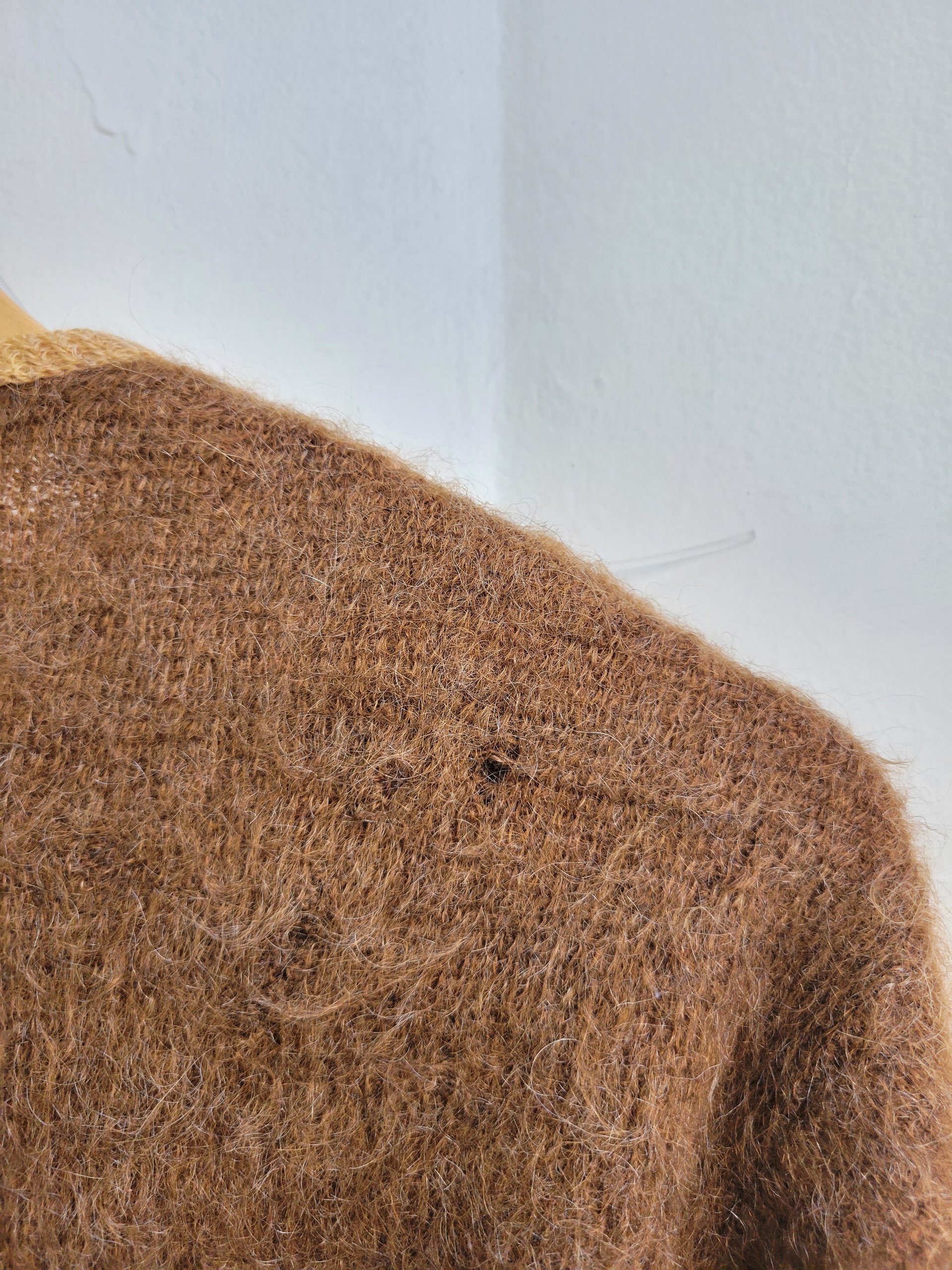 1940 Sears brown shaggy mohair cardigan sweater, medium