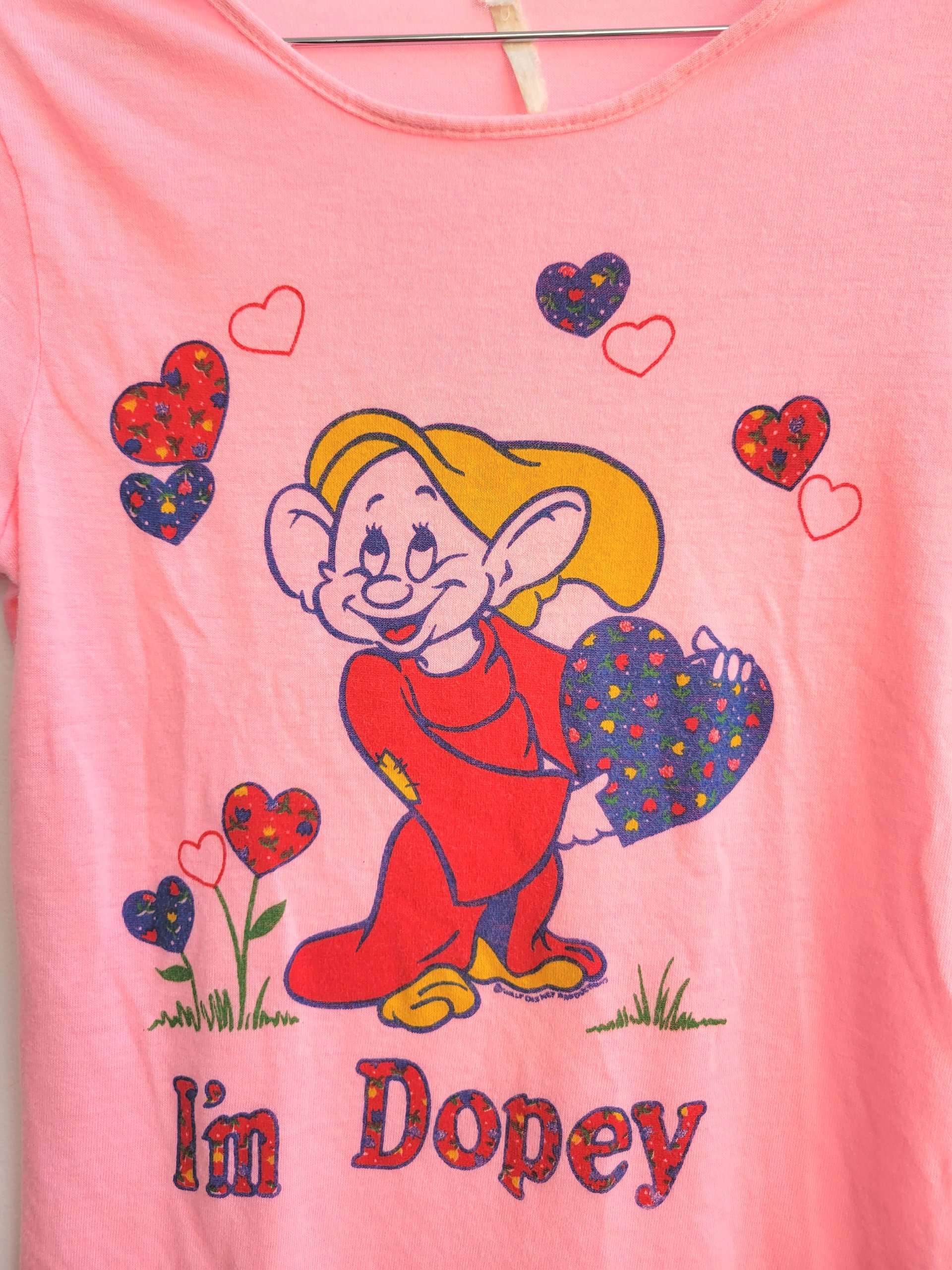 1970 I'm Dopey pink tee shirt, size small