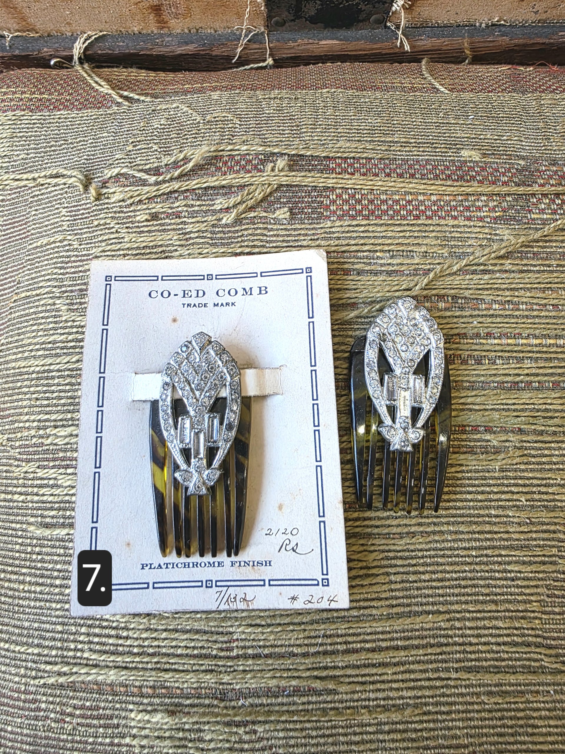 1930's Art Deco rhinestone hair combs and clips, choose one