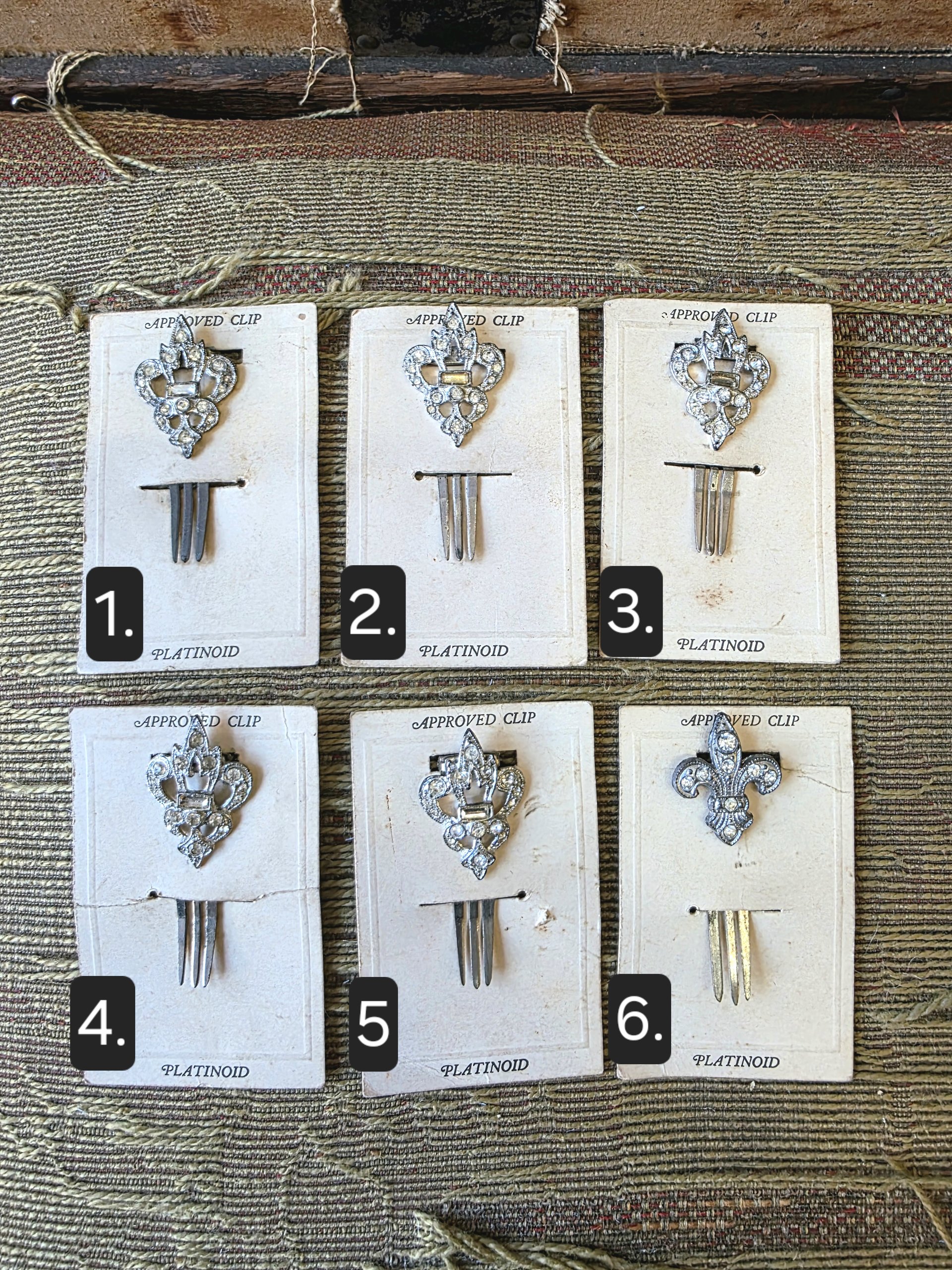 1930's Art Deco rhinestone hair combs and clips, choose one