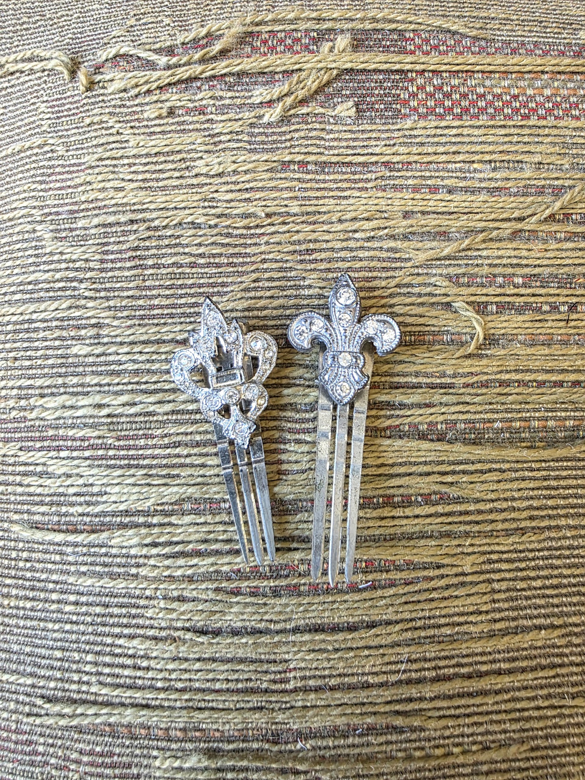 1930's Art Deco rhinestone hair combs and clips, choose one