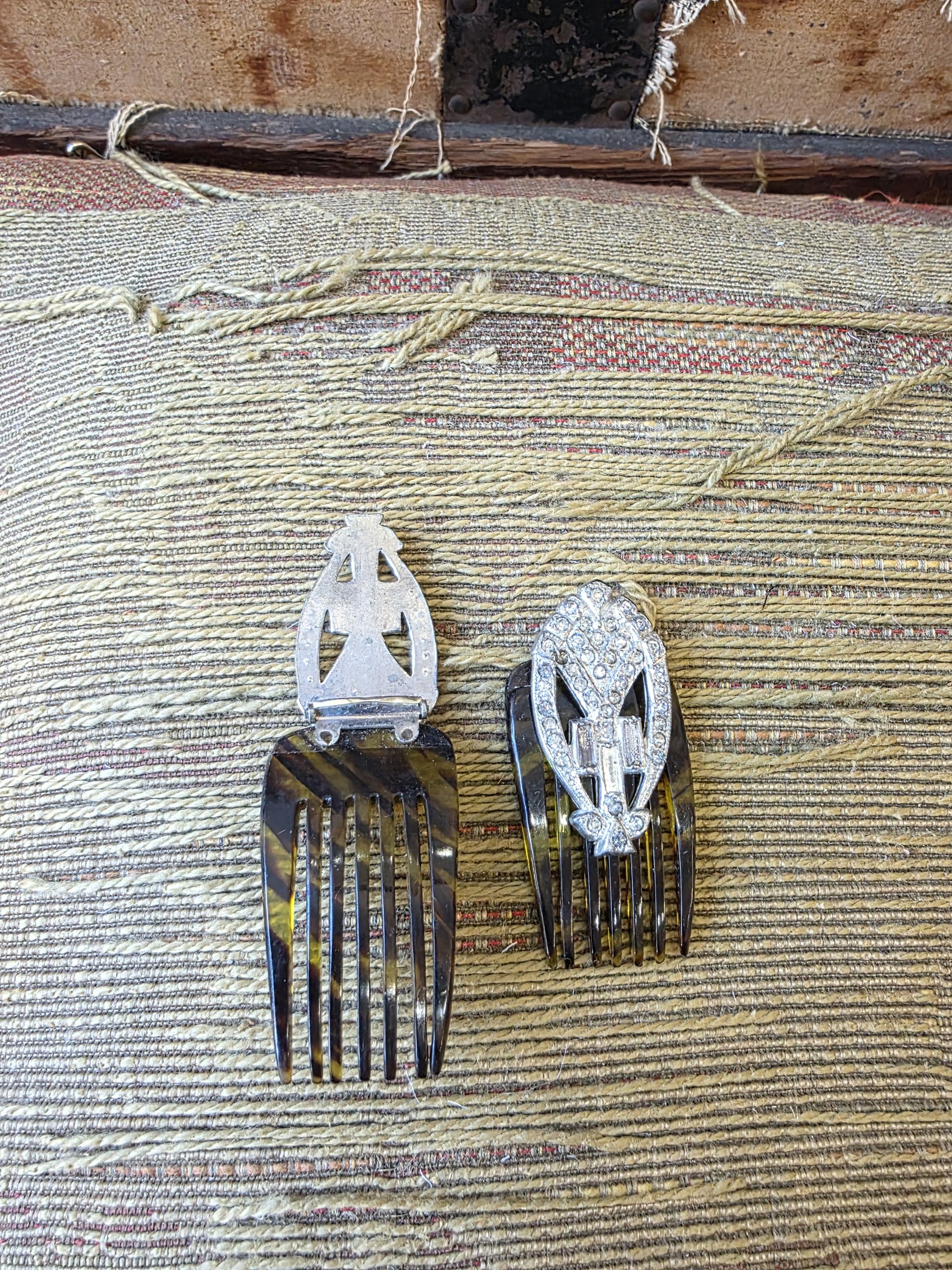 1930's Art Deco rhinestone hair combs and clips, choose one