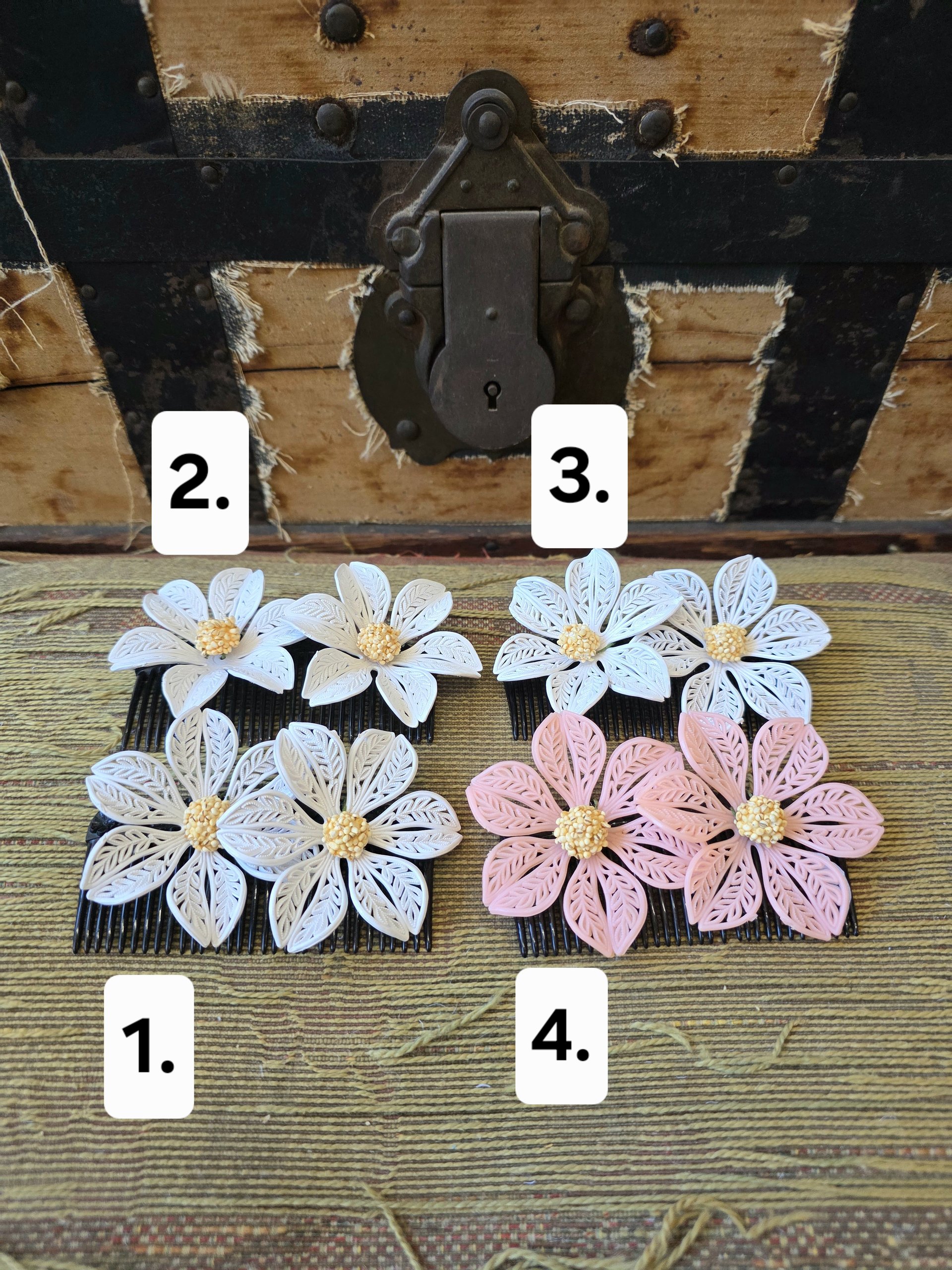 1940's tropical flower hair combs, choose one