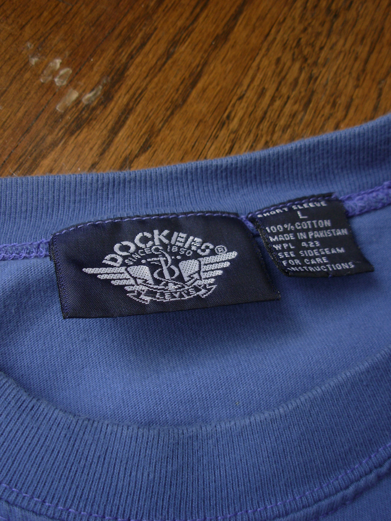 90's blue pocket tee shirt, men's size large