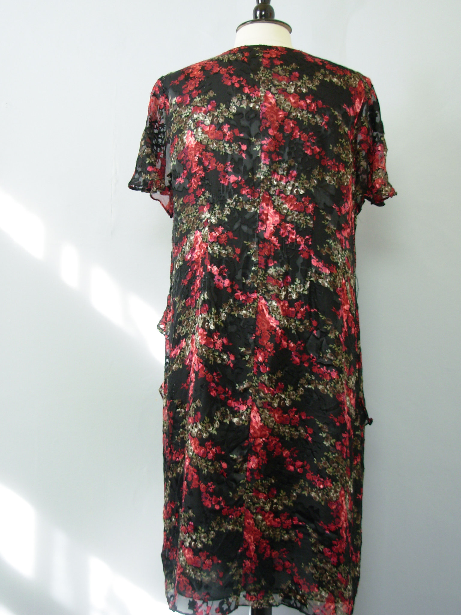 Y2K romantic rose floral silk dress, women's size 1X