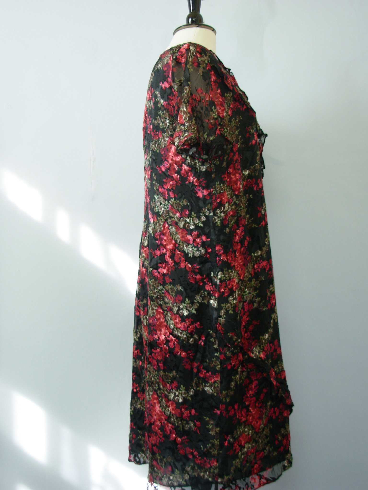 Y2K romantic rose floral silk dress, women's size 1X