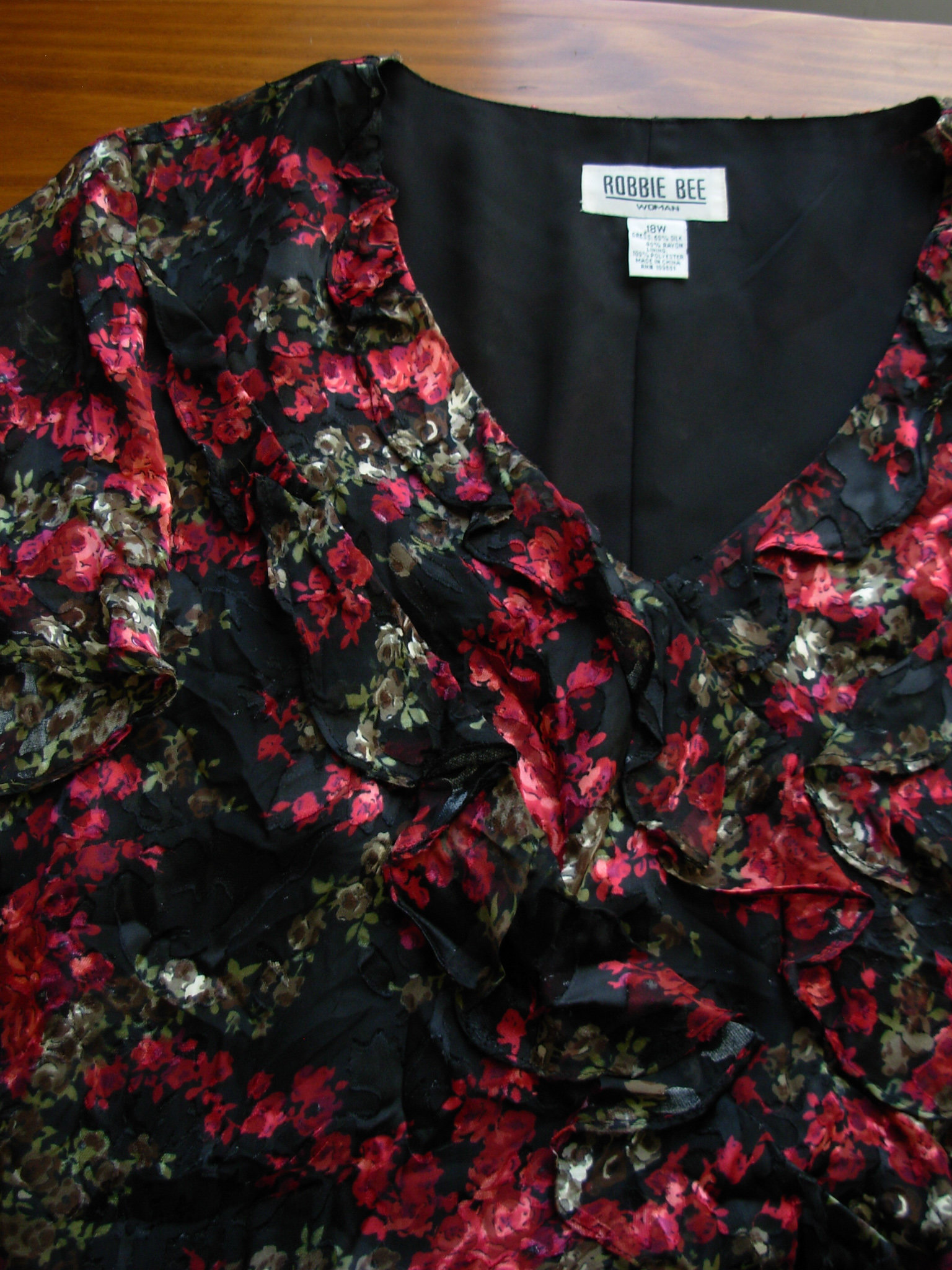 Y2K romantic rose floral silk dress, women's size 1X